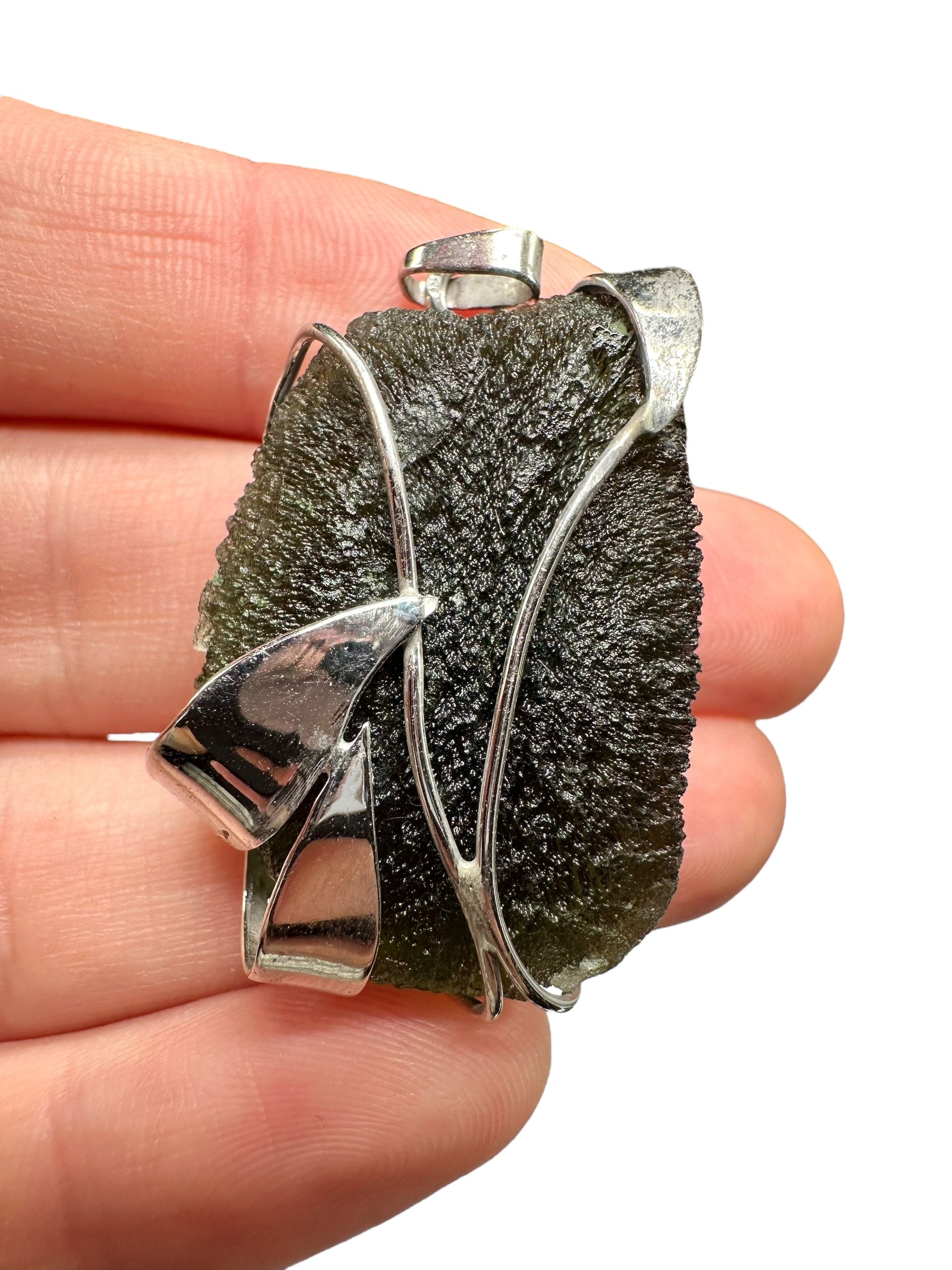 Silver moldavite pendant 12,8g
