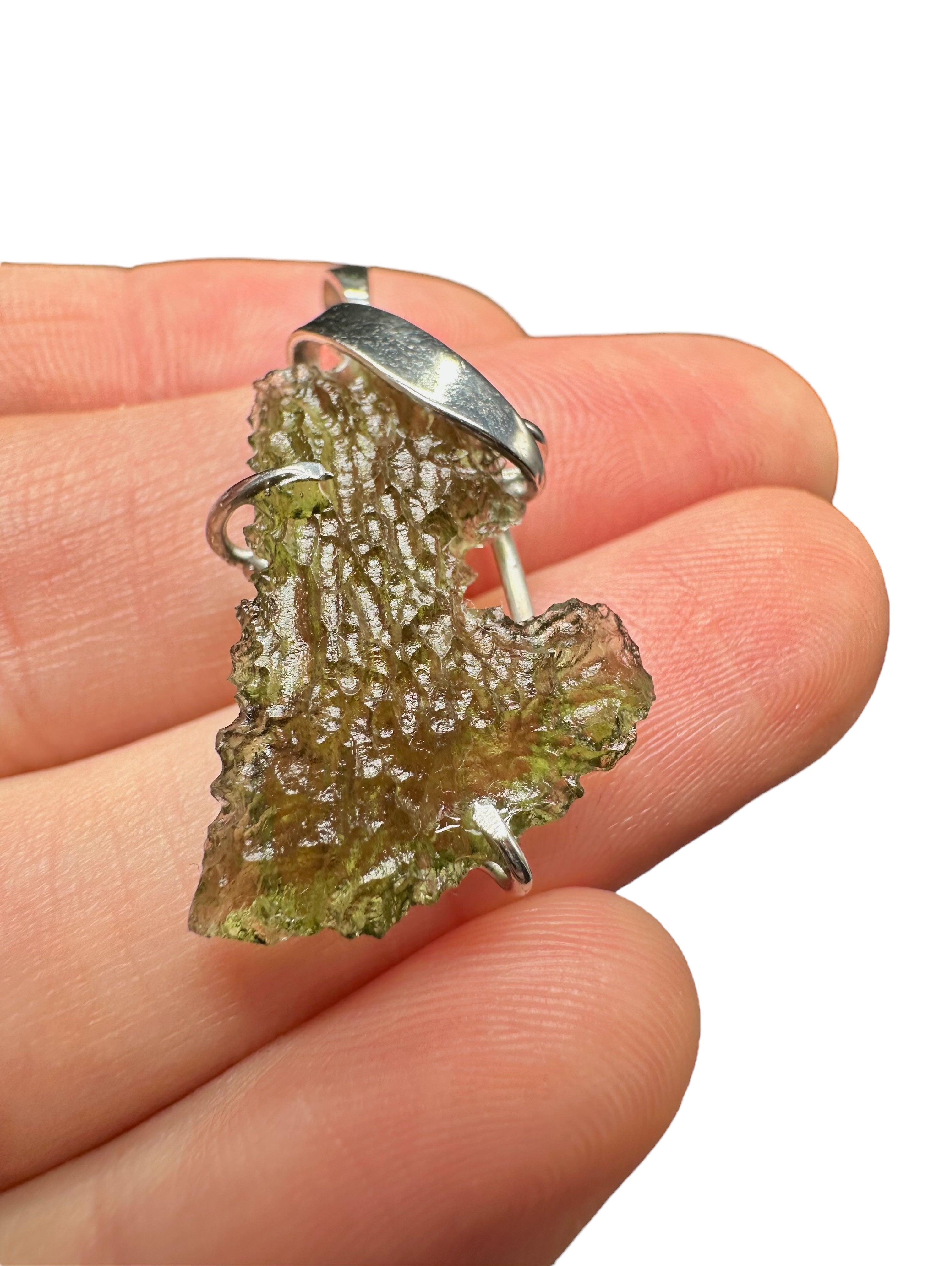 Silver moldavite pendant 2,4g from Maly Chlum