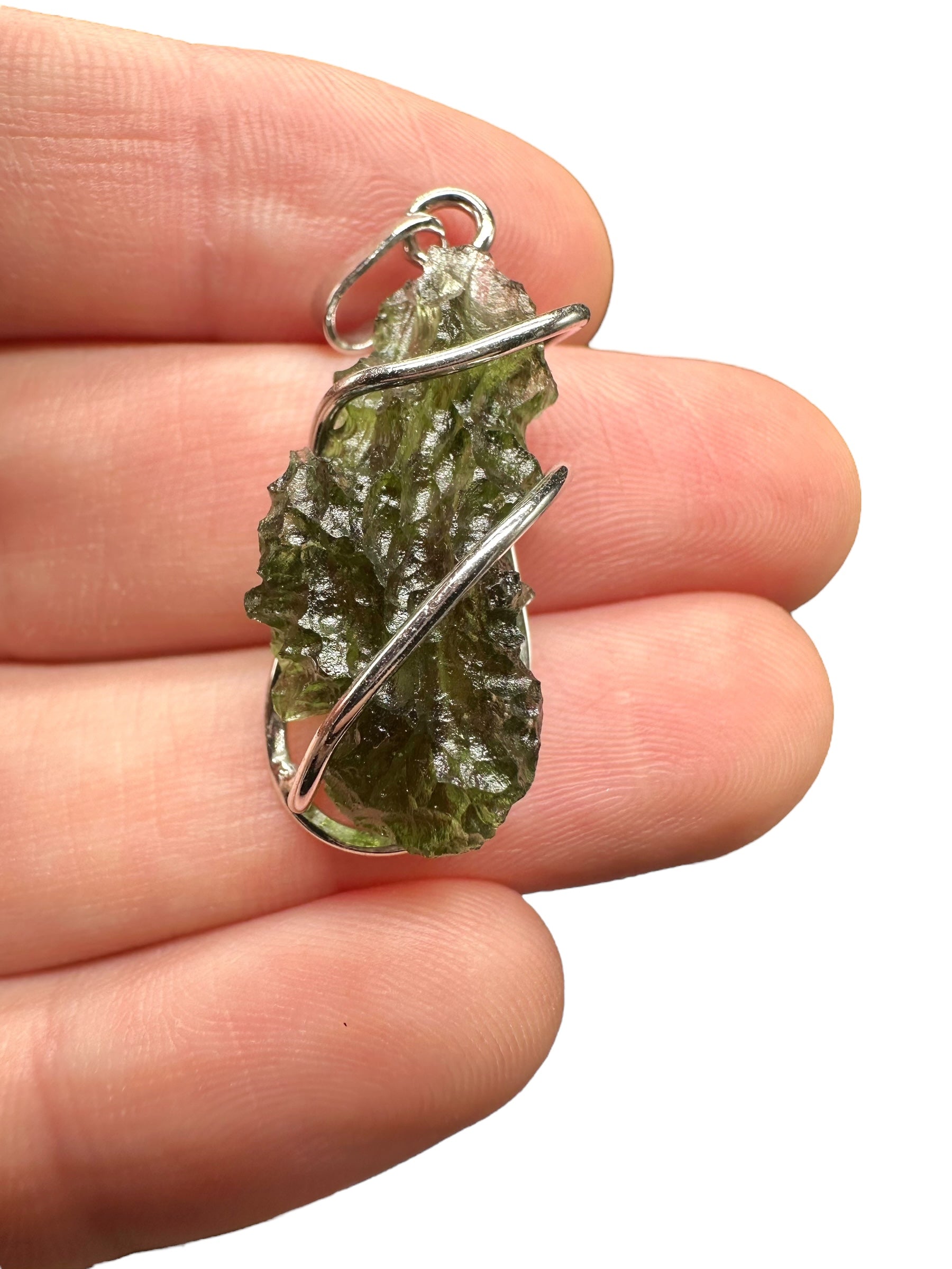 Silver moldavite pendant 3,3g