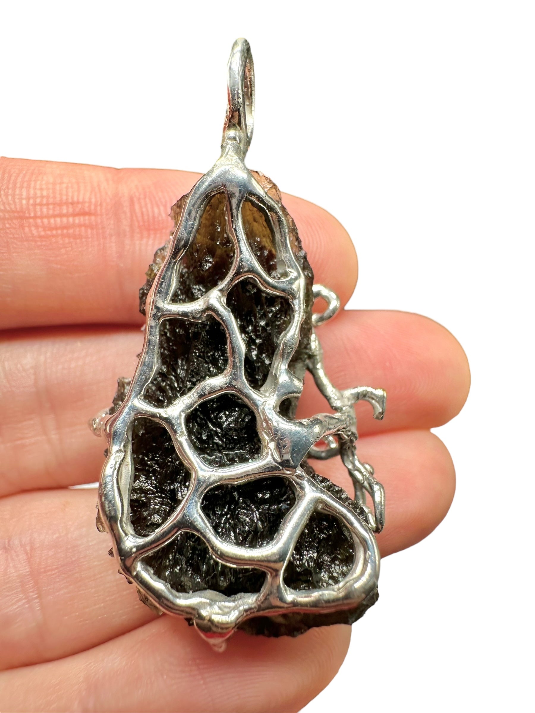 Silver moldavite pendant with gold-plated elements 13g - SZ/V06