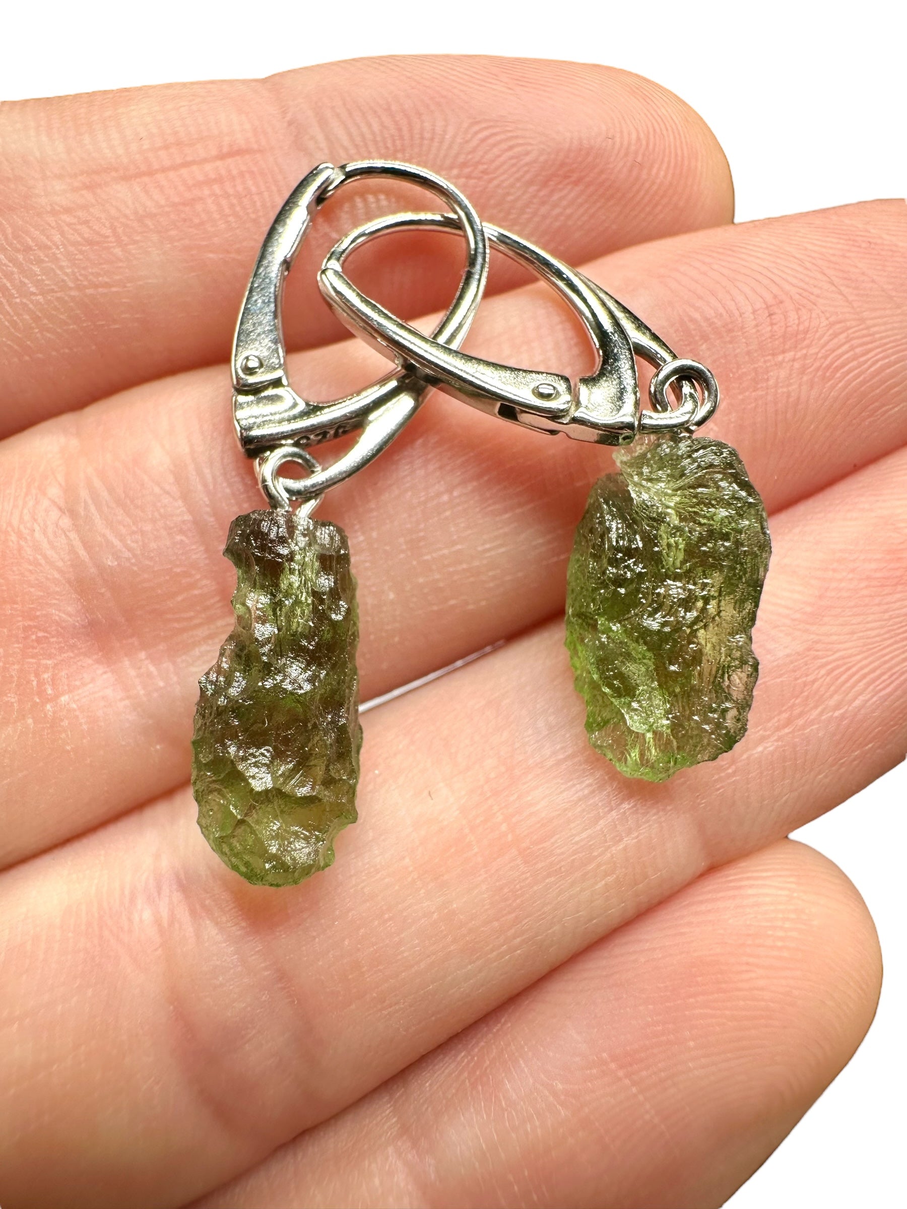 Silver moldavite earrings 2,4g