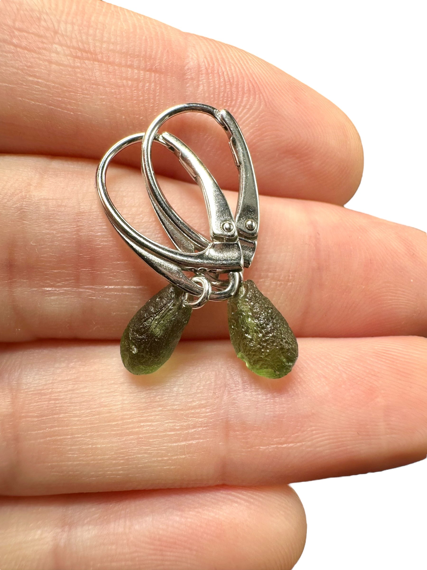 Silver moldavite earrings 1,7g