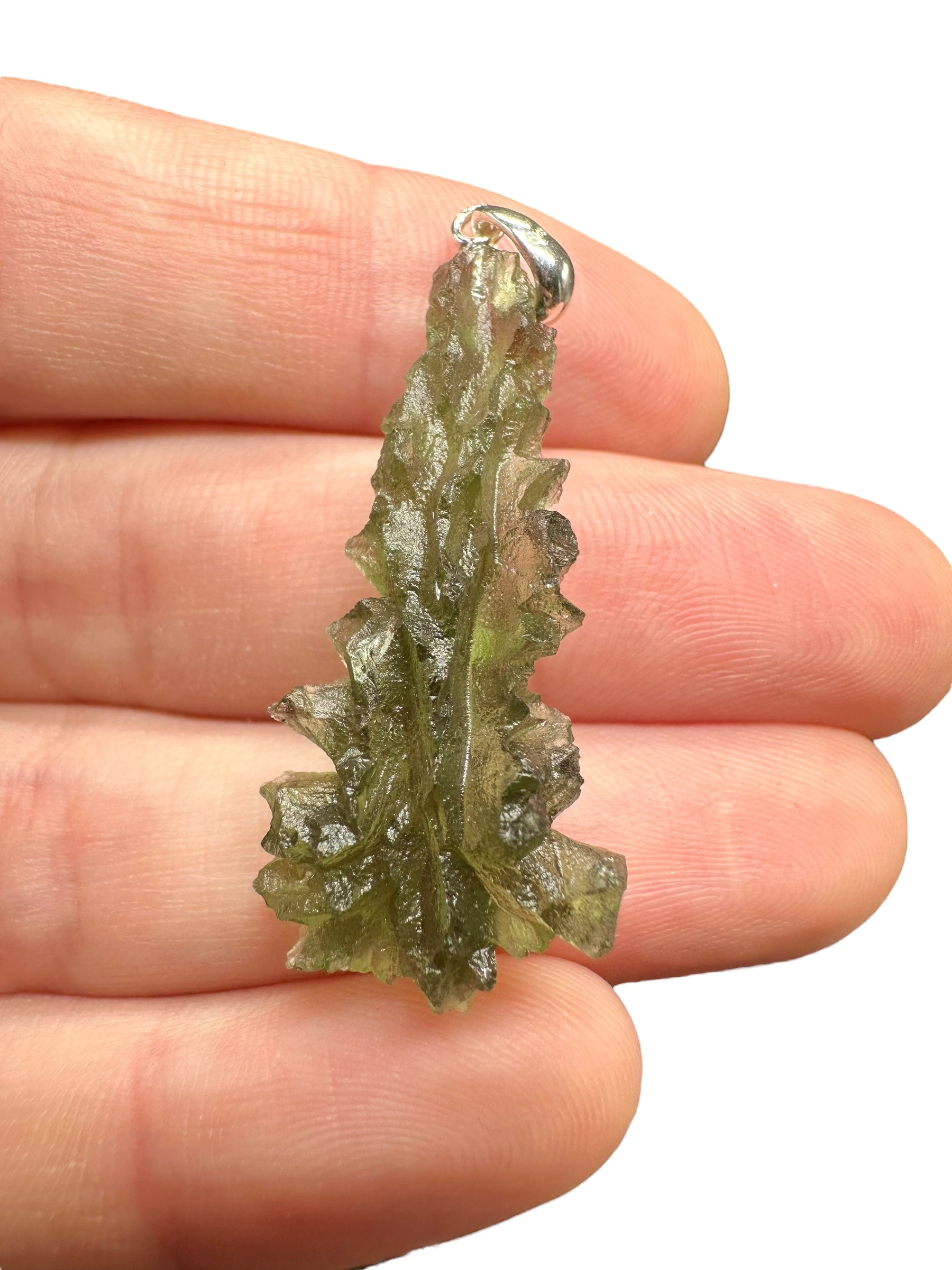 Silver moldavite pendant 3,4g from Besednice Jezkovna