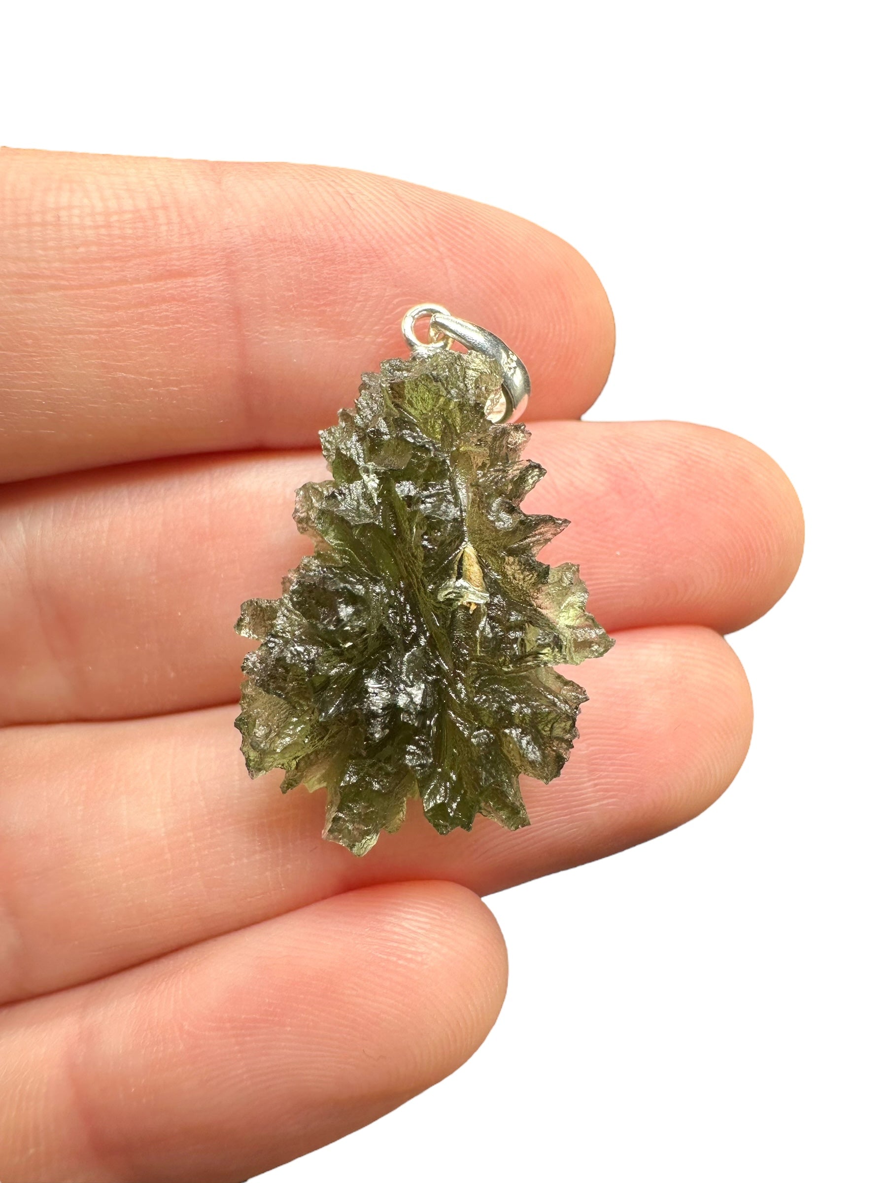 Silver moldavite pendant 3,9g from Besednice Jezkovna
