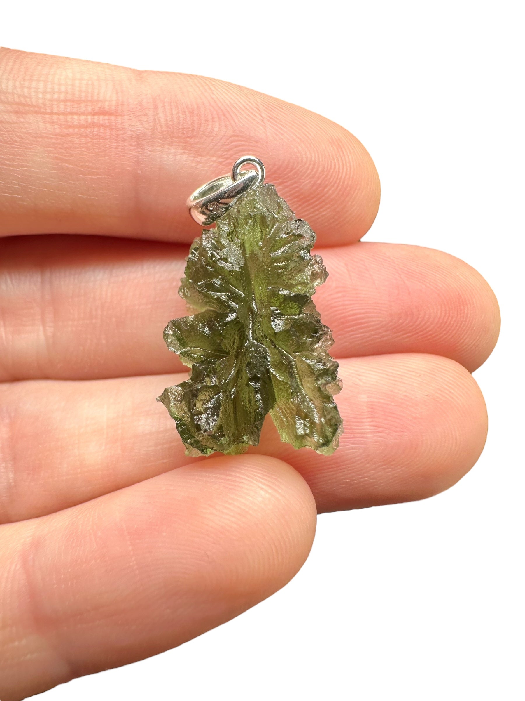 Silver moldavite pendant 2,7g from Besednice Jezkovna