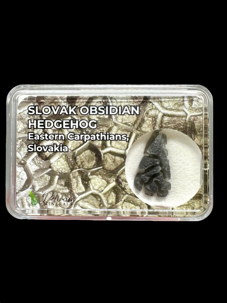 Ossidiana grezza slovacca hedgehog grigio scuro con punte coniche