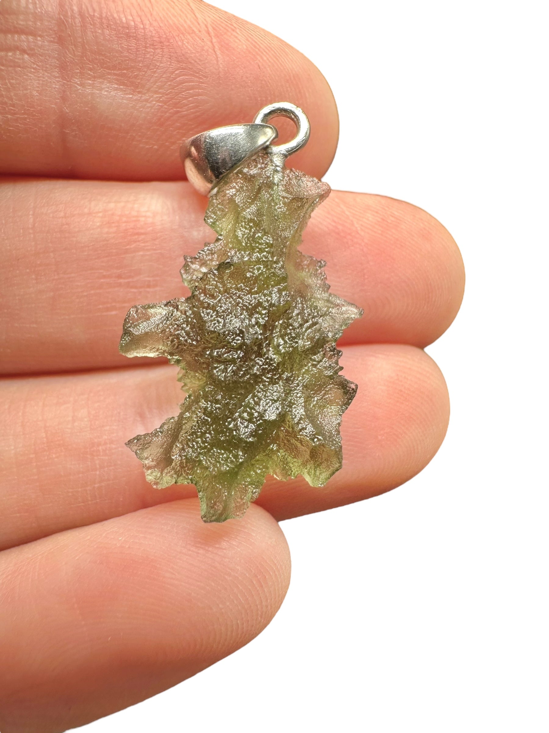 Silver moldavite pendant 2,3g from Besednice Jezkovna