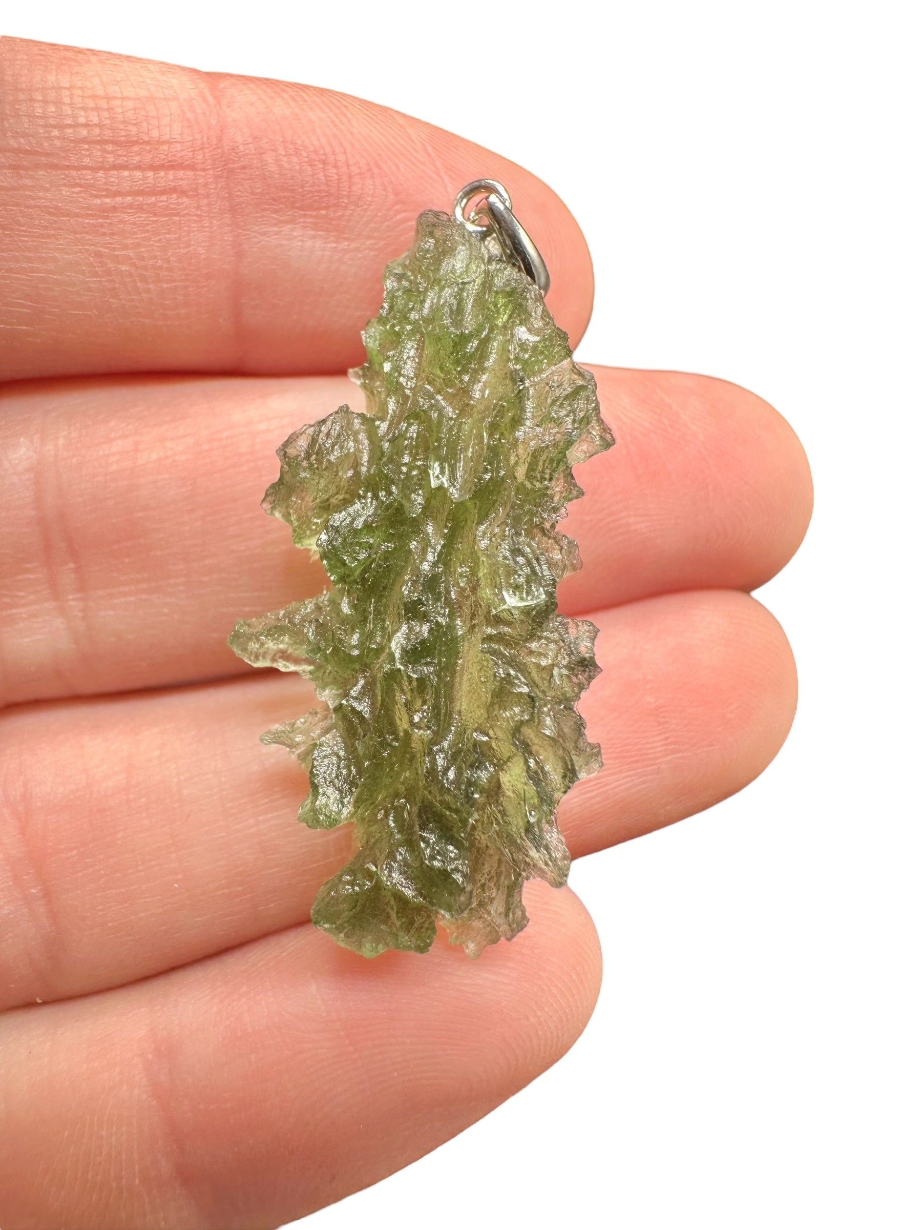 Silver moldavite pendant 3,9g from Besednice Jezkovna