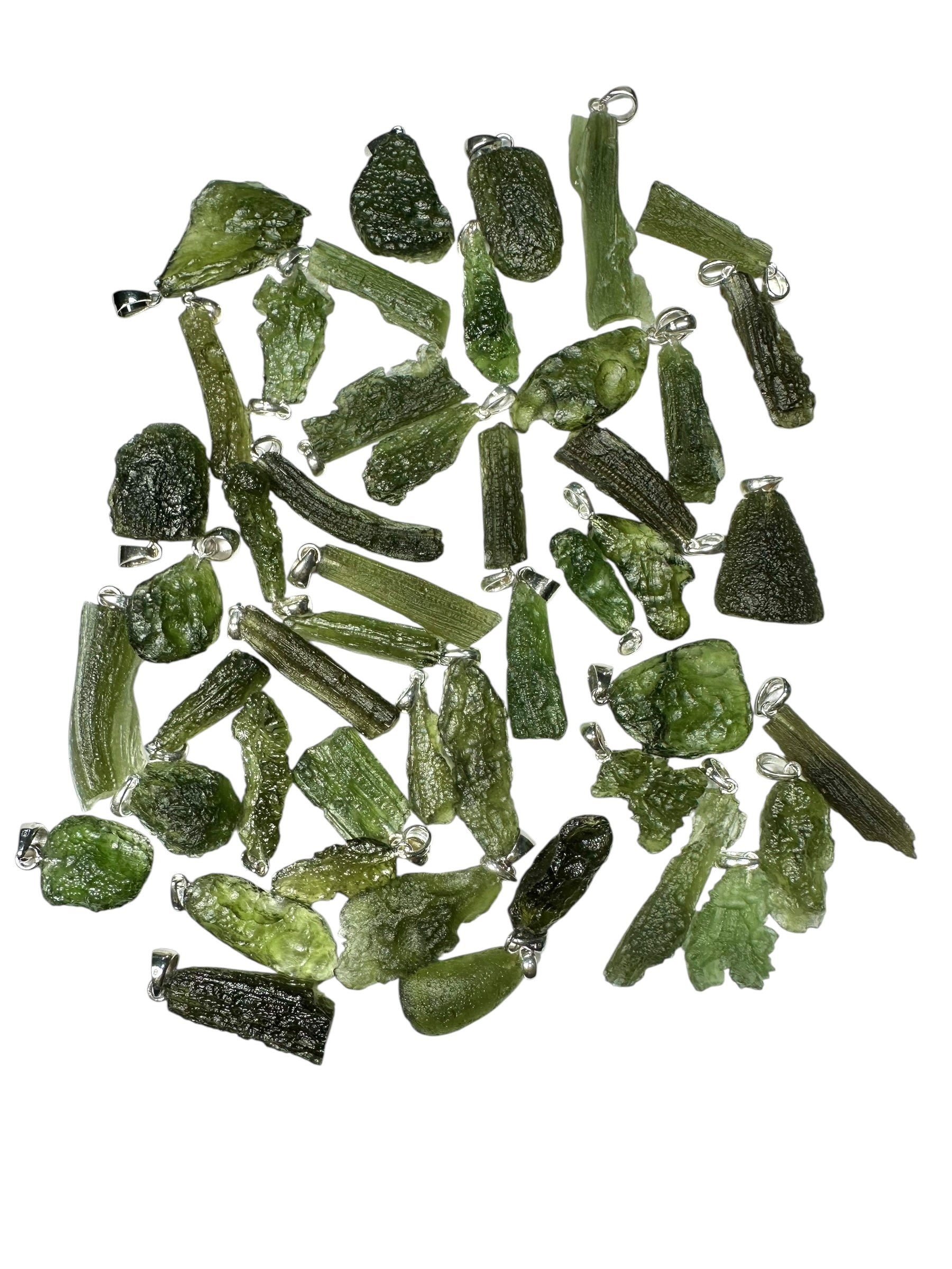 Silver moldavite jewellery – 115g