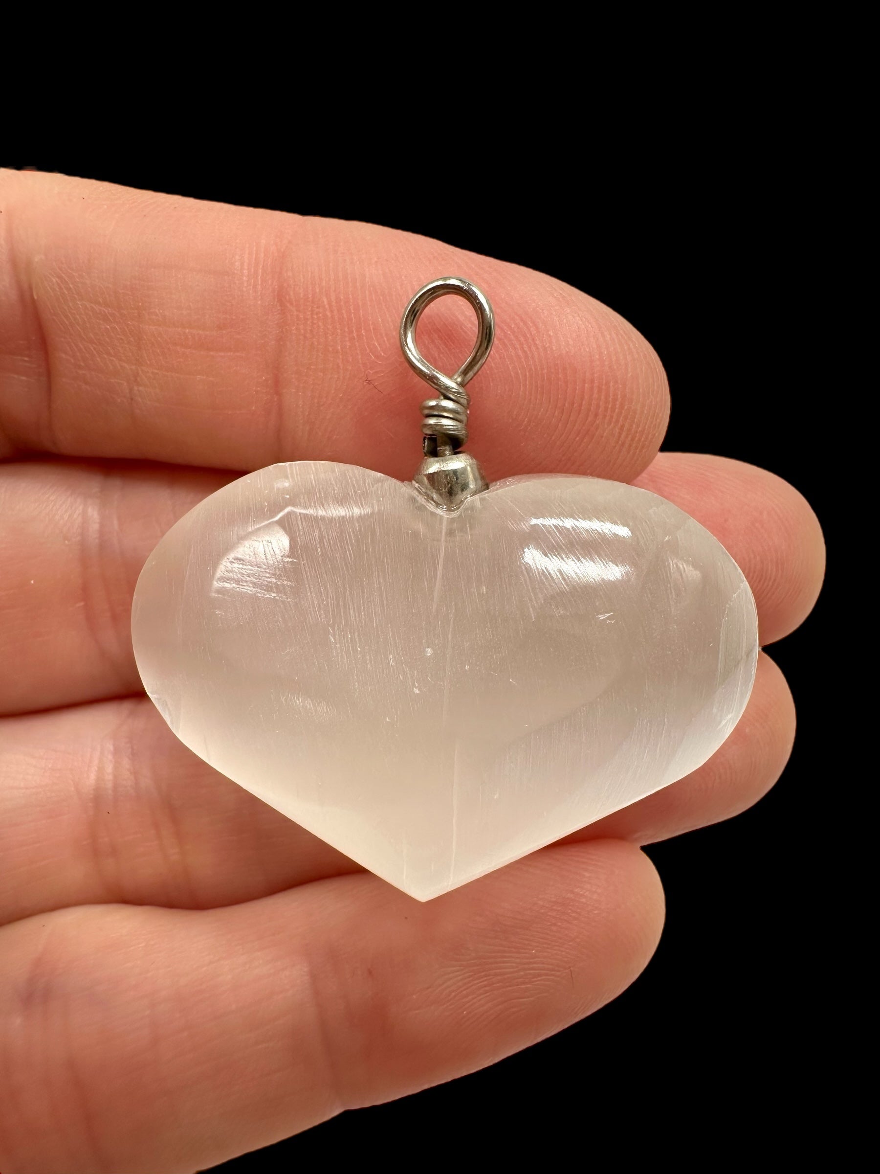 Selenite pendant – heart – Morocco - P/S001