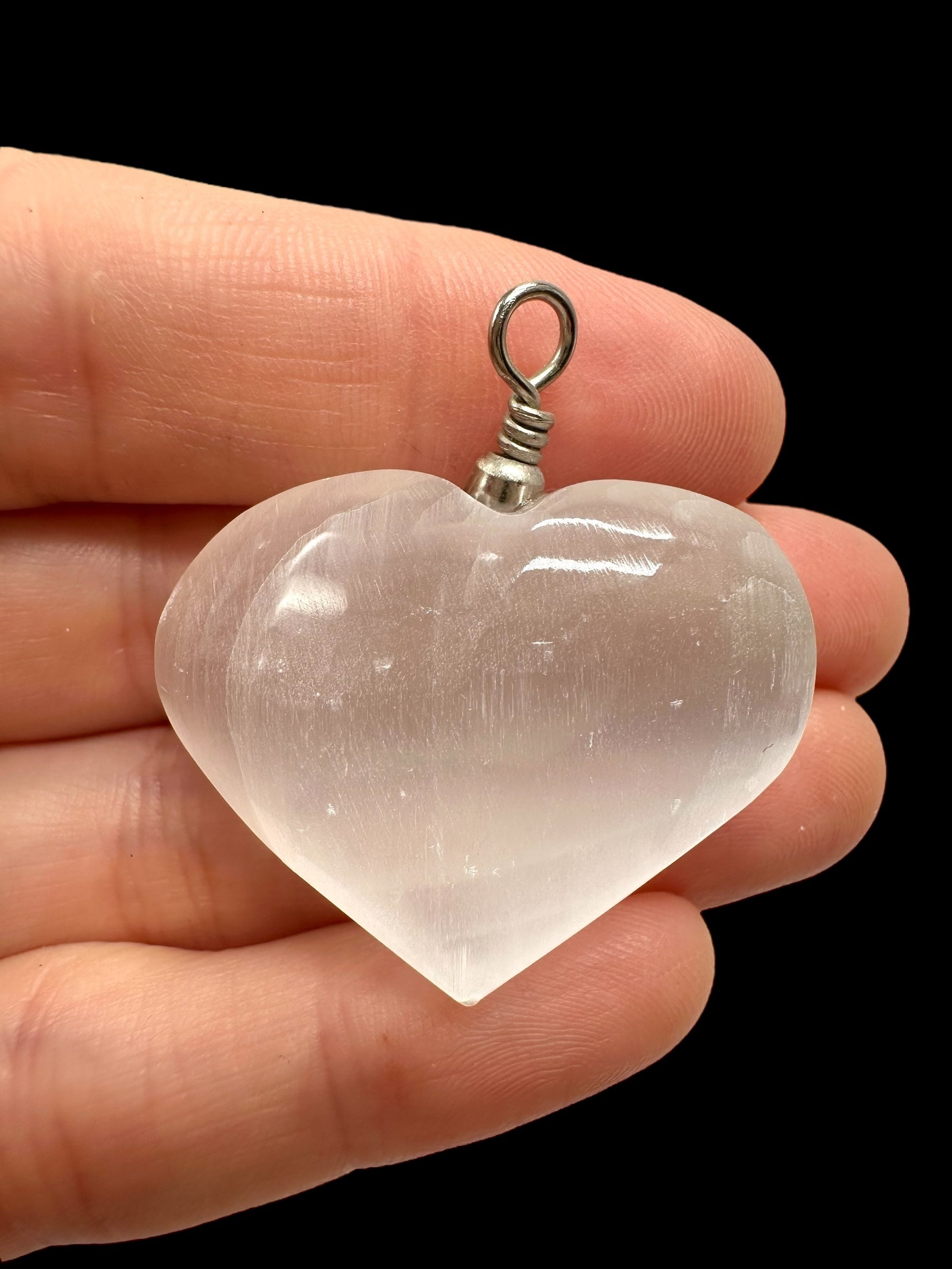 Selenite pendant – heart – Morocco - P/S002