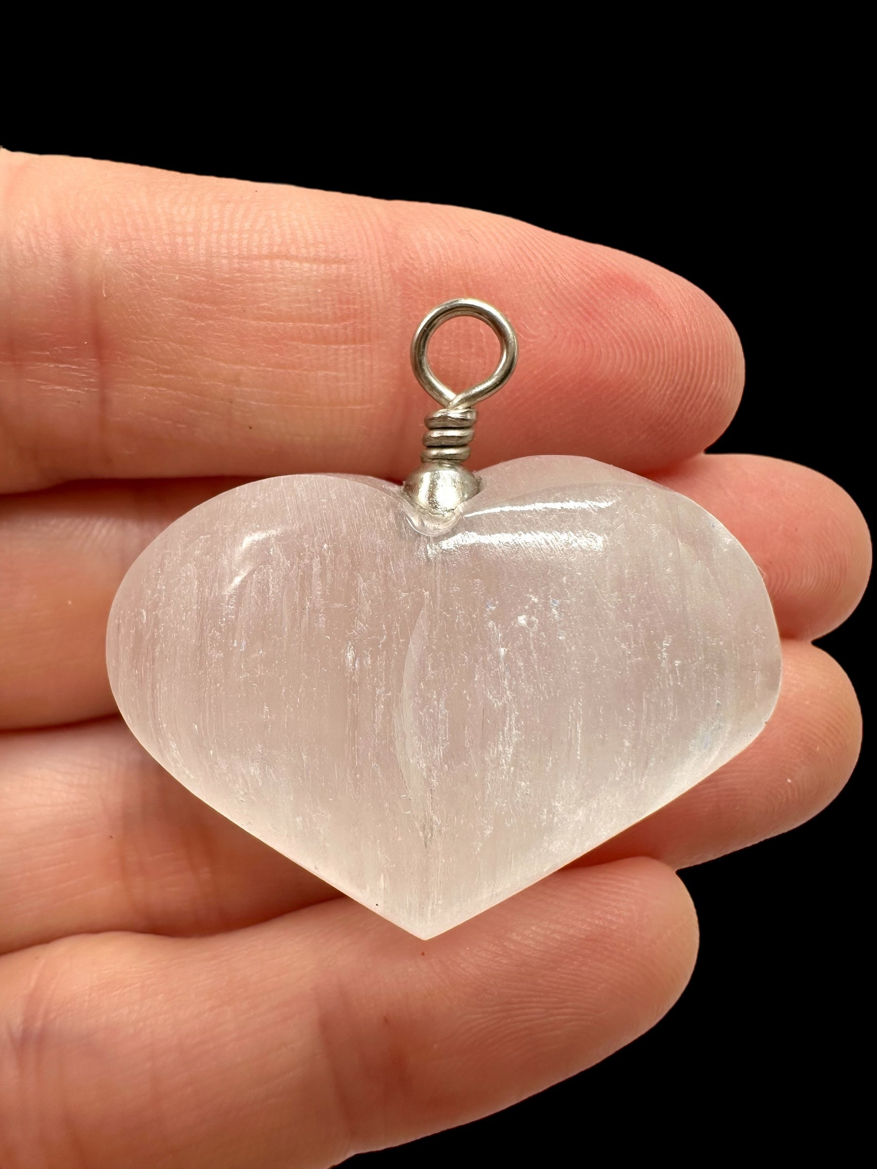 Selenite pendant – heart – Morocco - P/S003