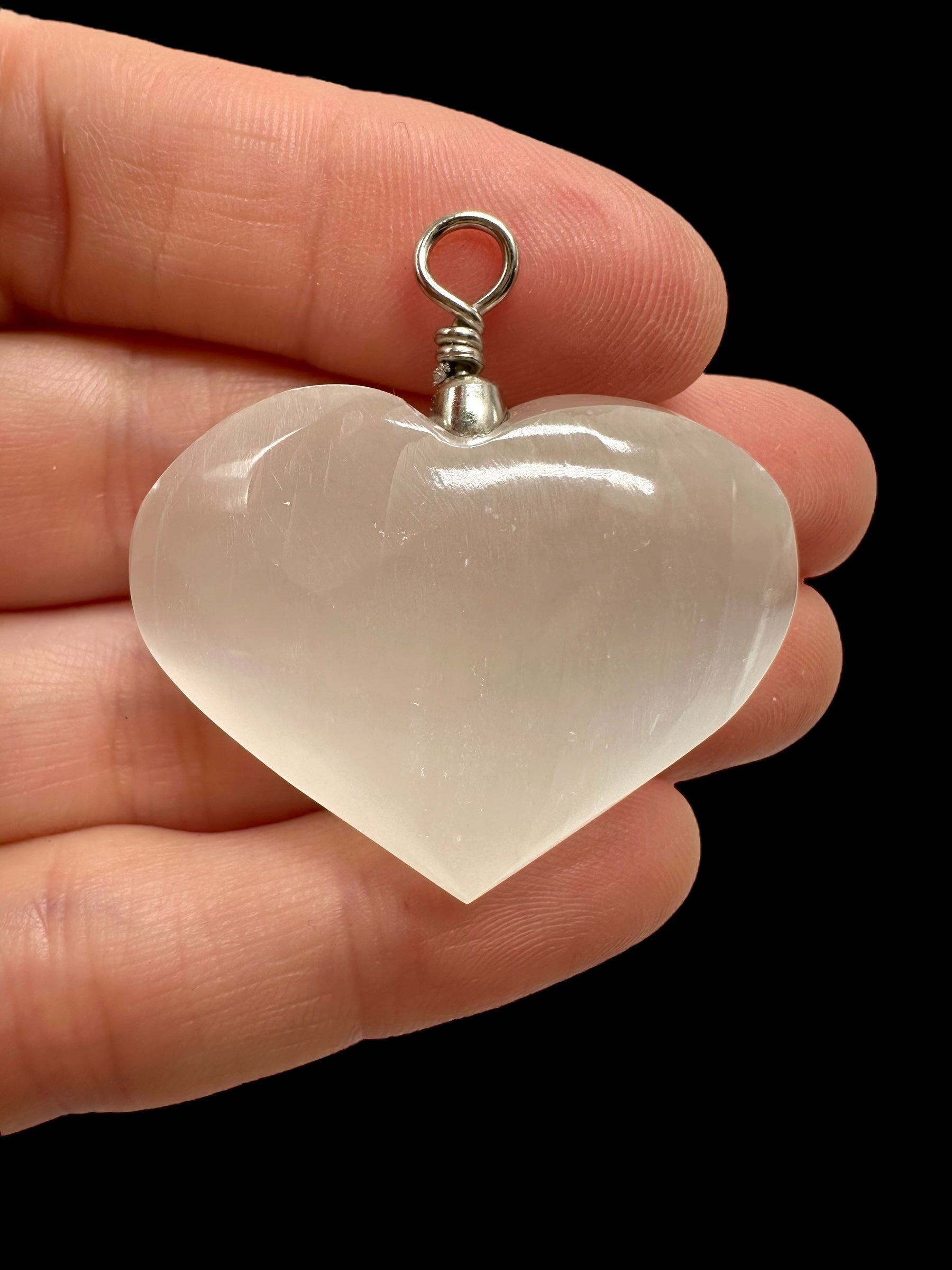 Selenite pendant – heart – Morocco - P/S004