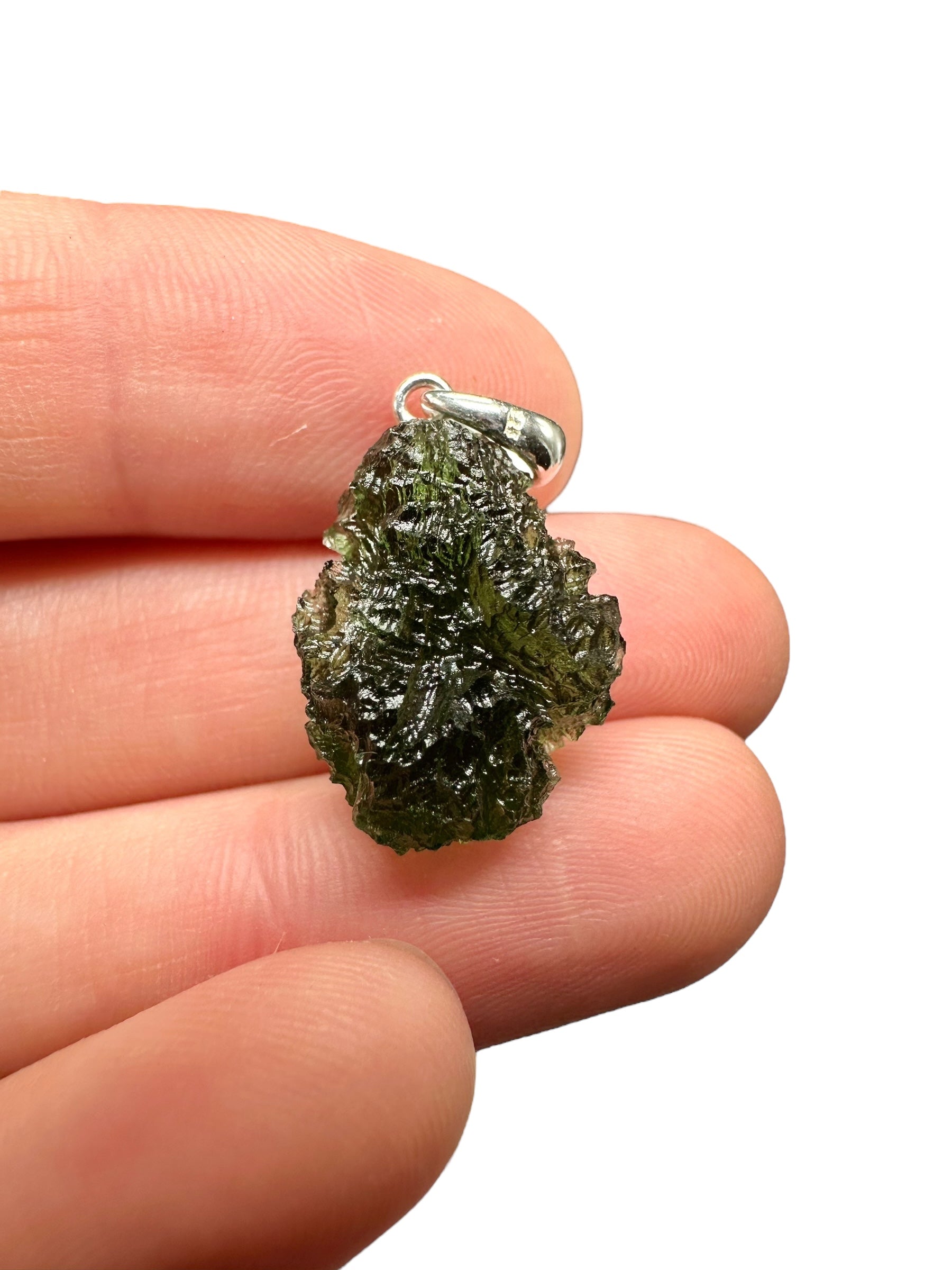 Silver moldavite pendant 3g