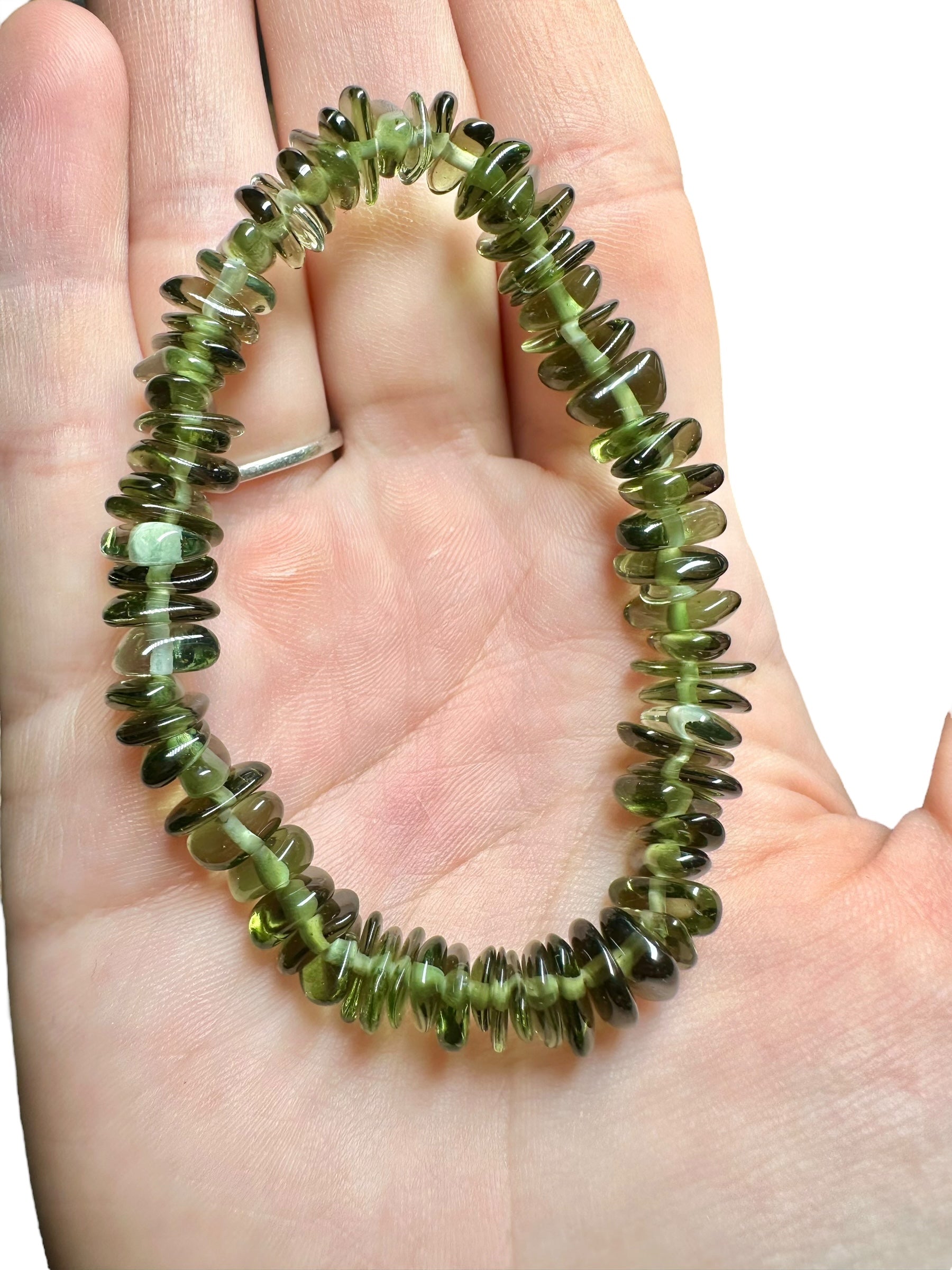 Bracelet made of tumbled moldavites - N/V012