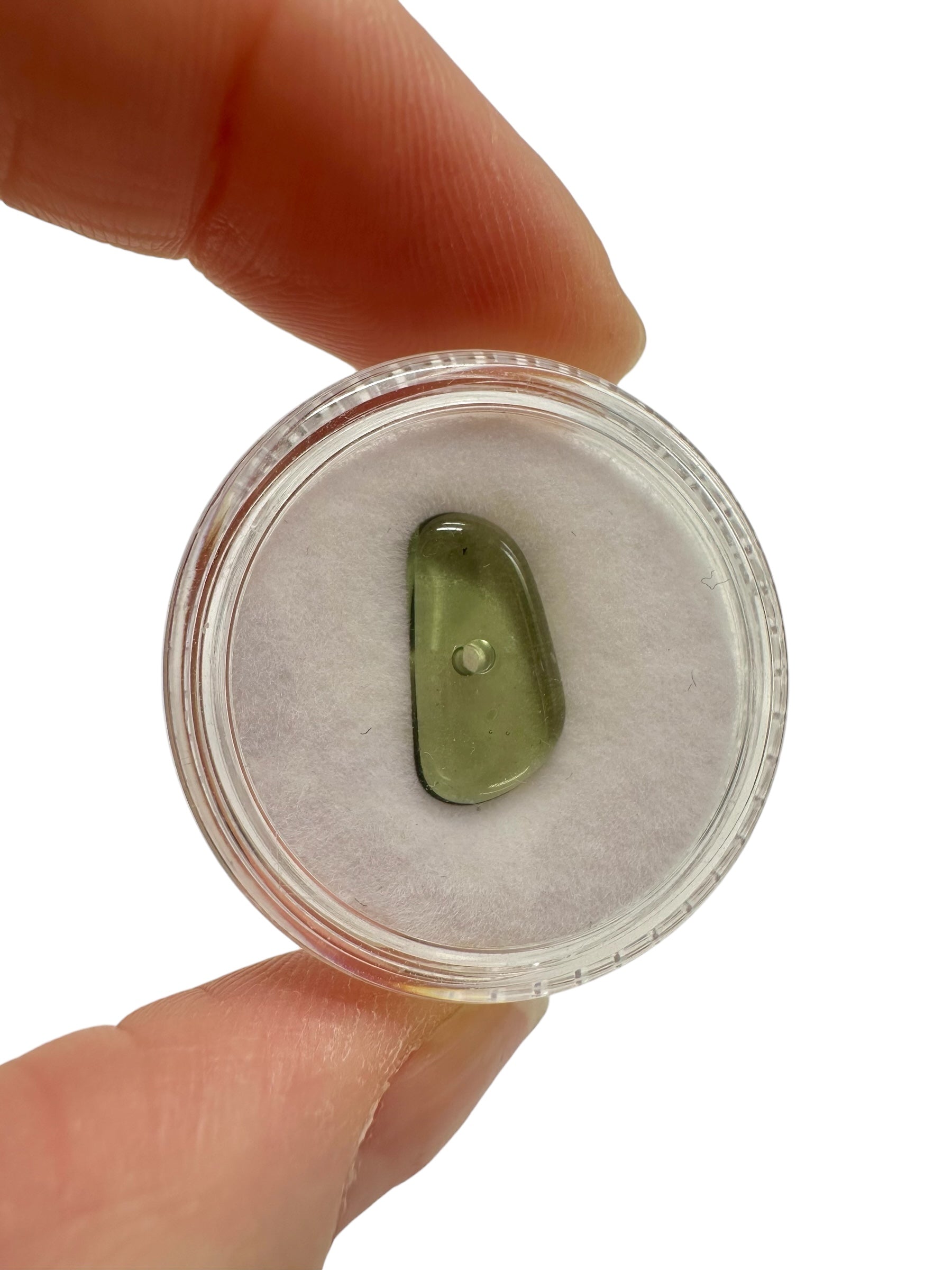Moldavite bead with a drilled hole - VK003