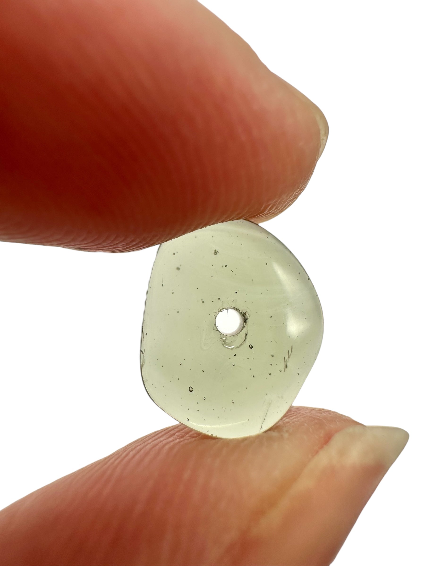 Moldavite bead with a drilled hole - VK005