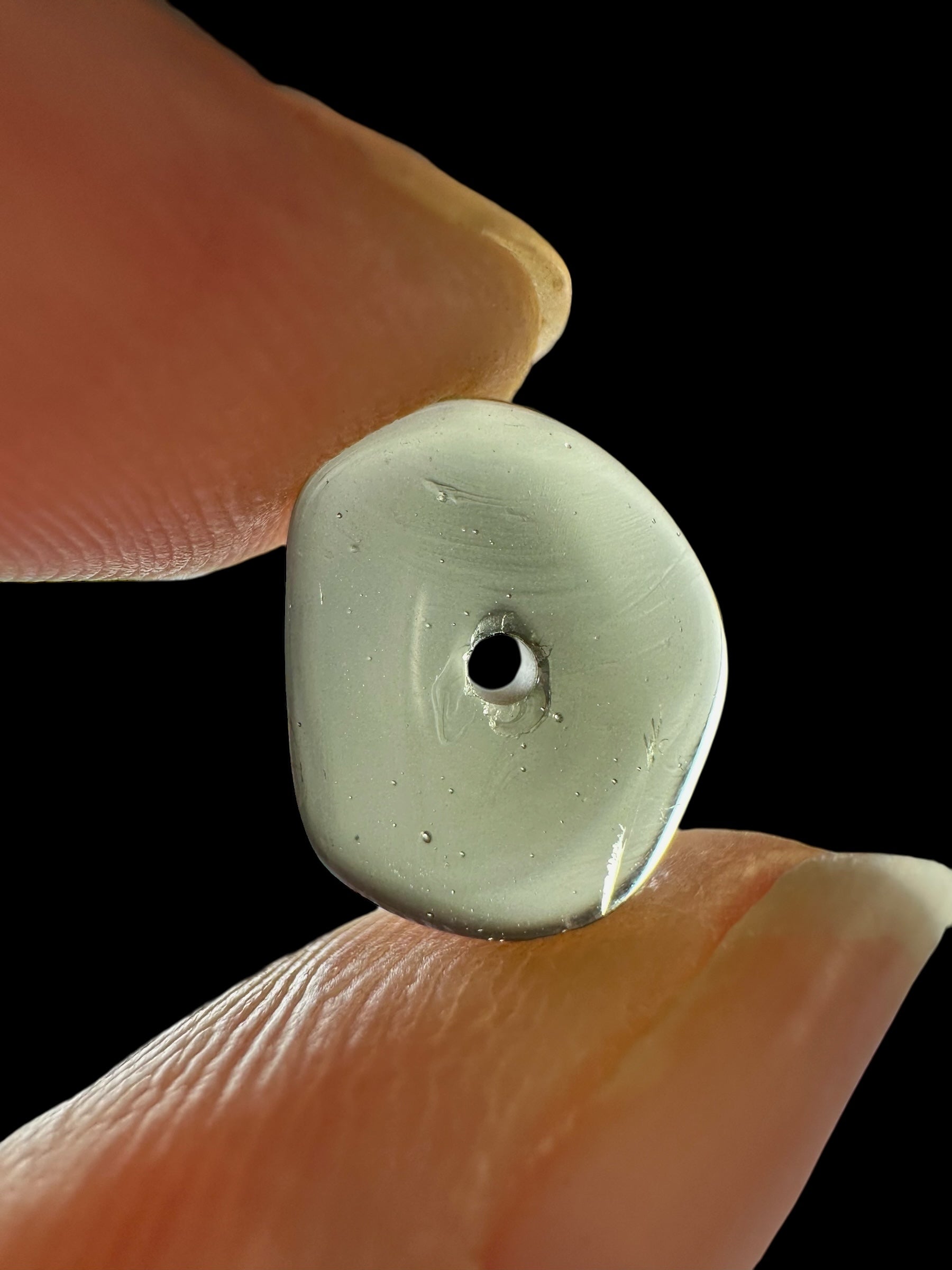 Moldavite bead with a drilled hole - VK005