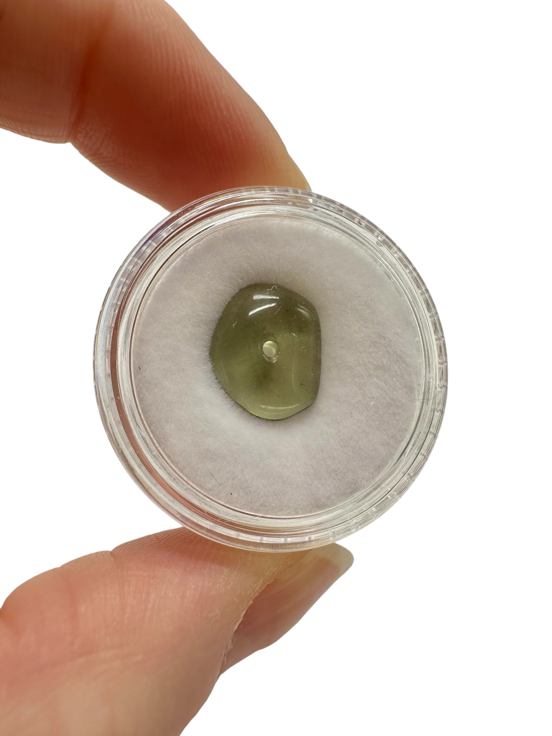 Moldavite bead with a drilled hole - VK005