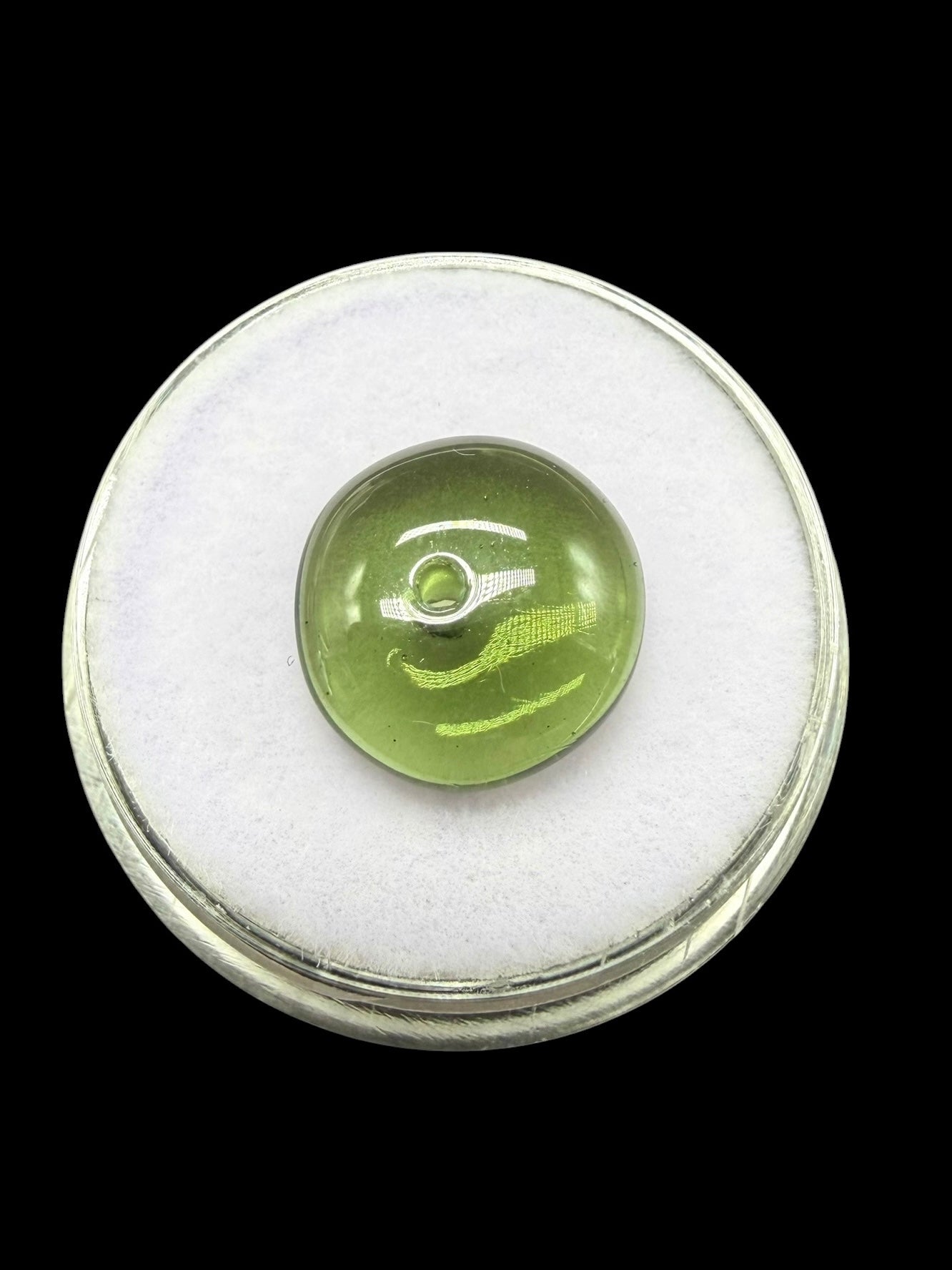 Moldavite bead with a drilled hole 3,6ct