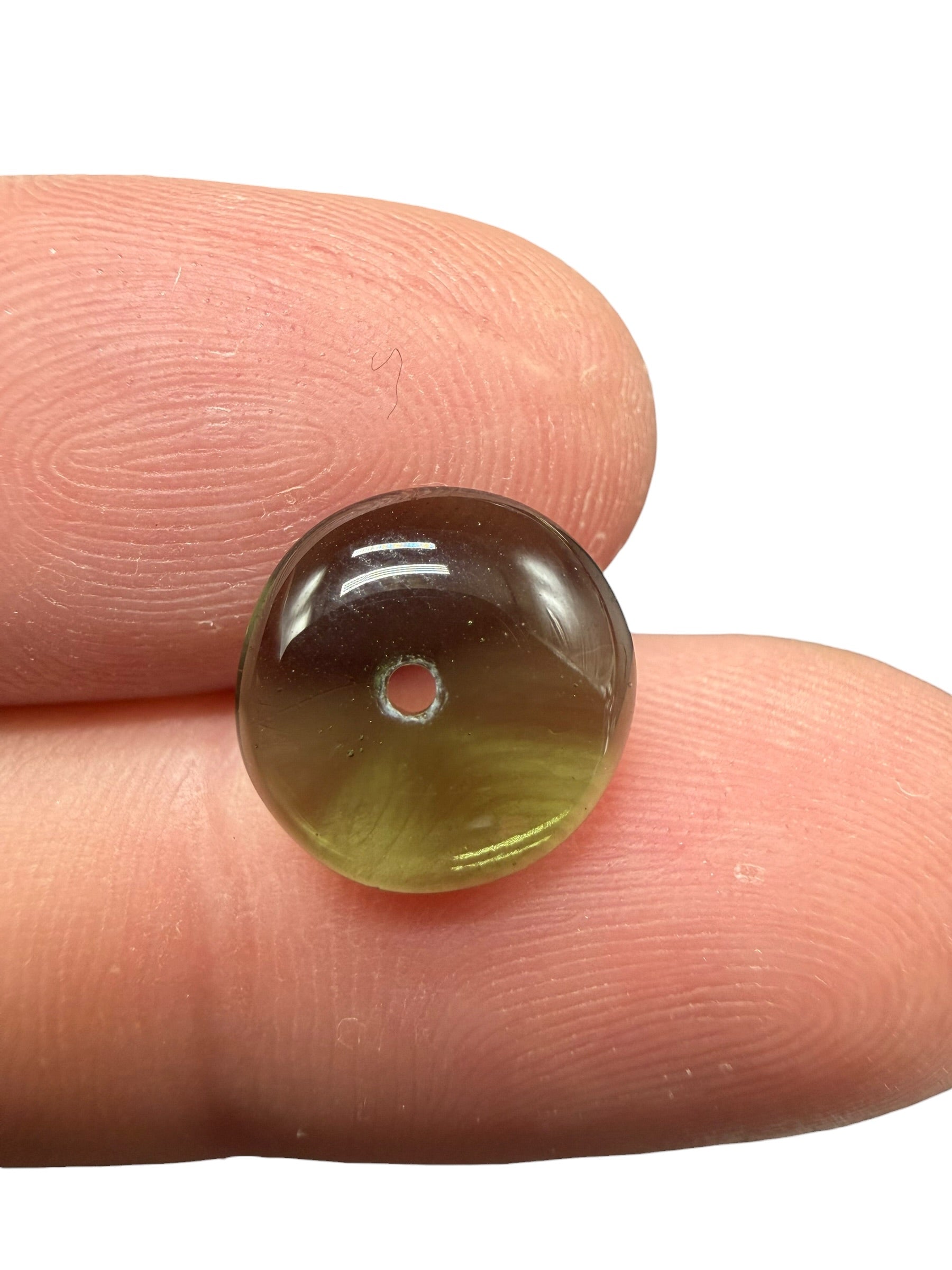 Moldavite bead with a drilled hole 3,6ct - VK011