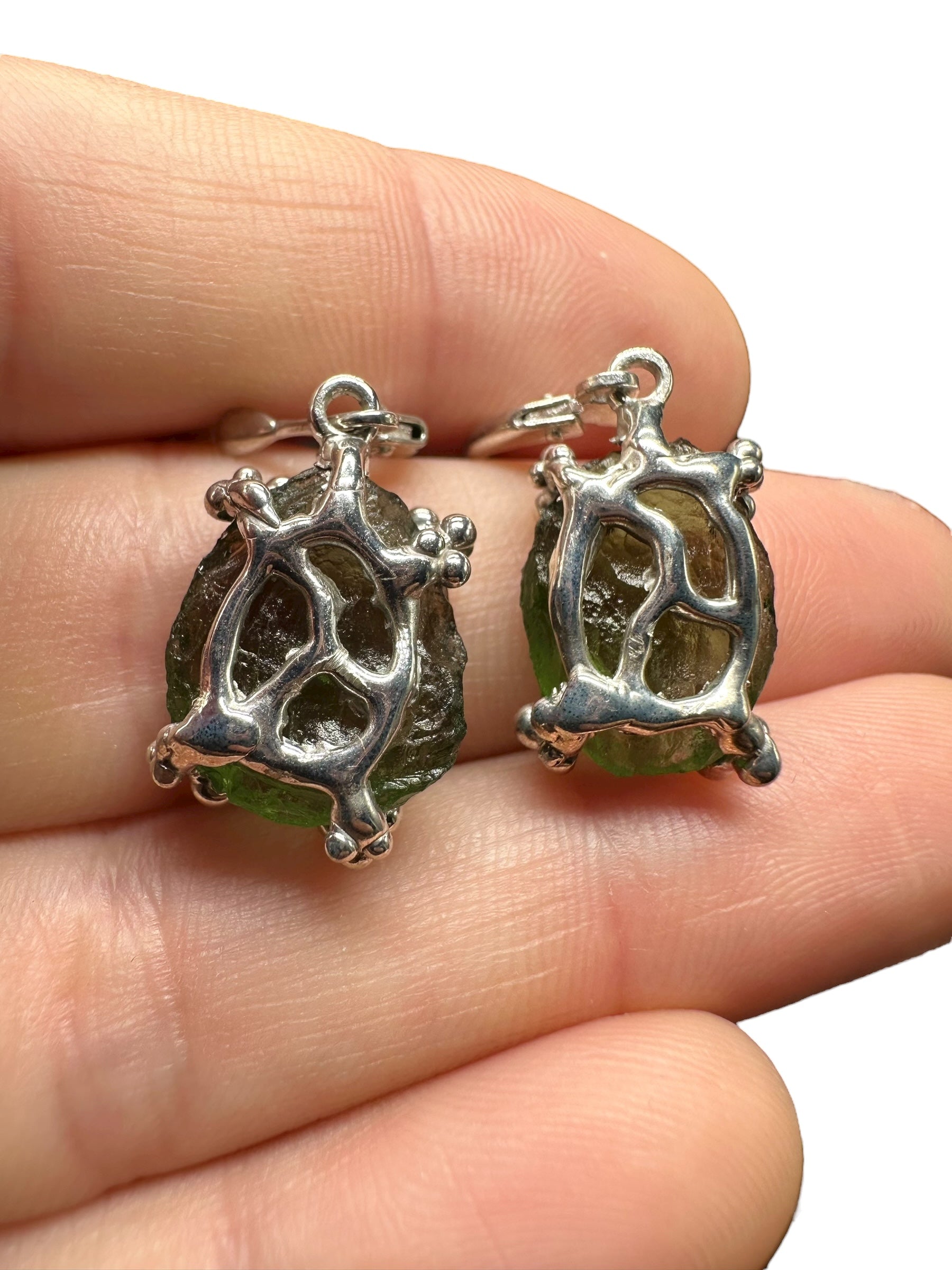 Silver moldavite earrings 6,1g - SZ/VN06