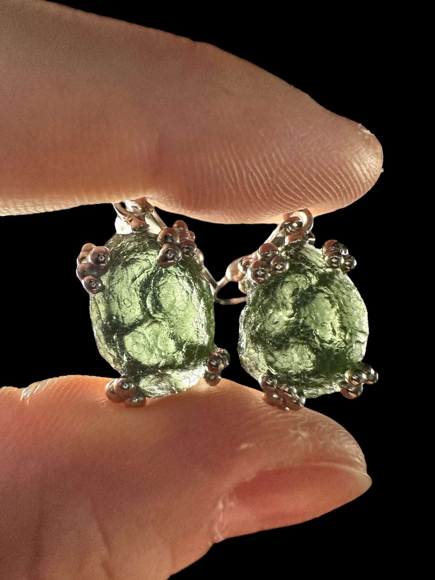 Silver moldavite earrings 6,1g - SZ/VN06