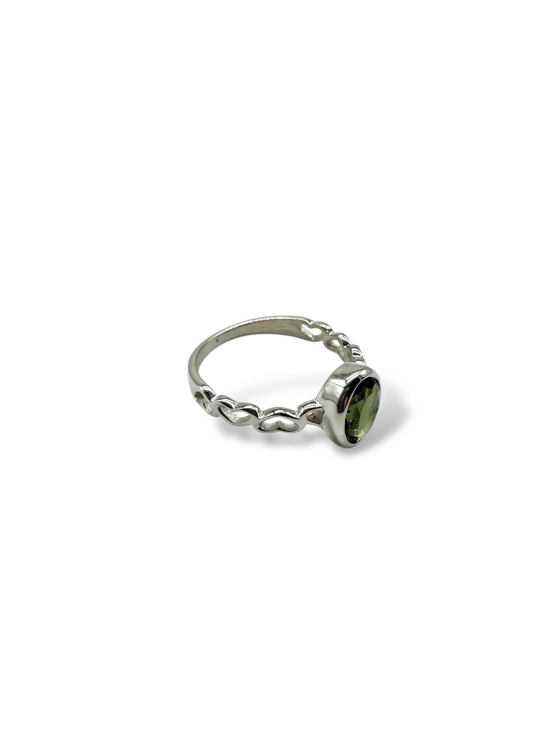Silver ring size 55 with faceted moldavite - VP26