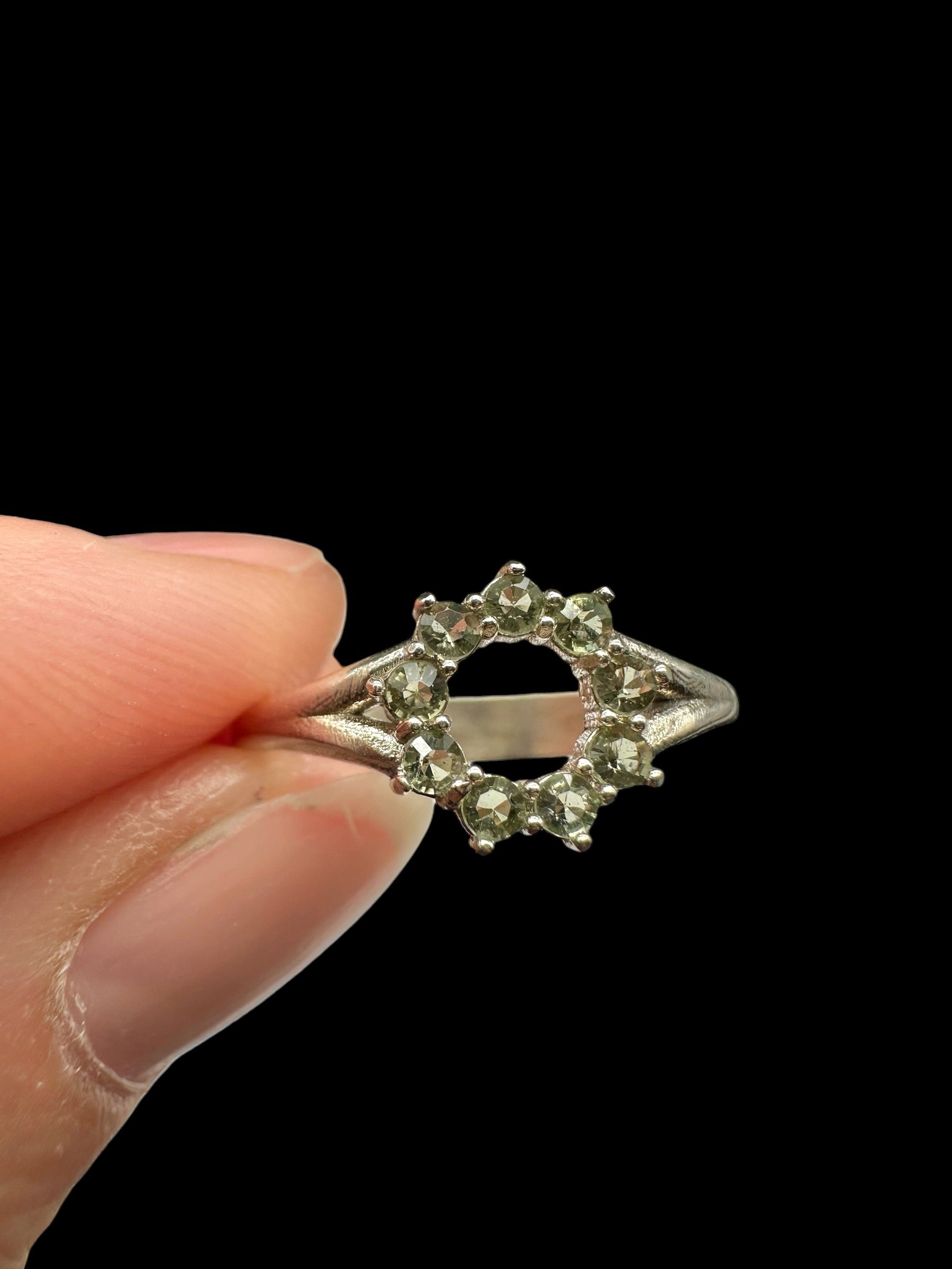 Silver ring with faceted moldavites size 61 - VP47