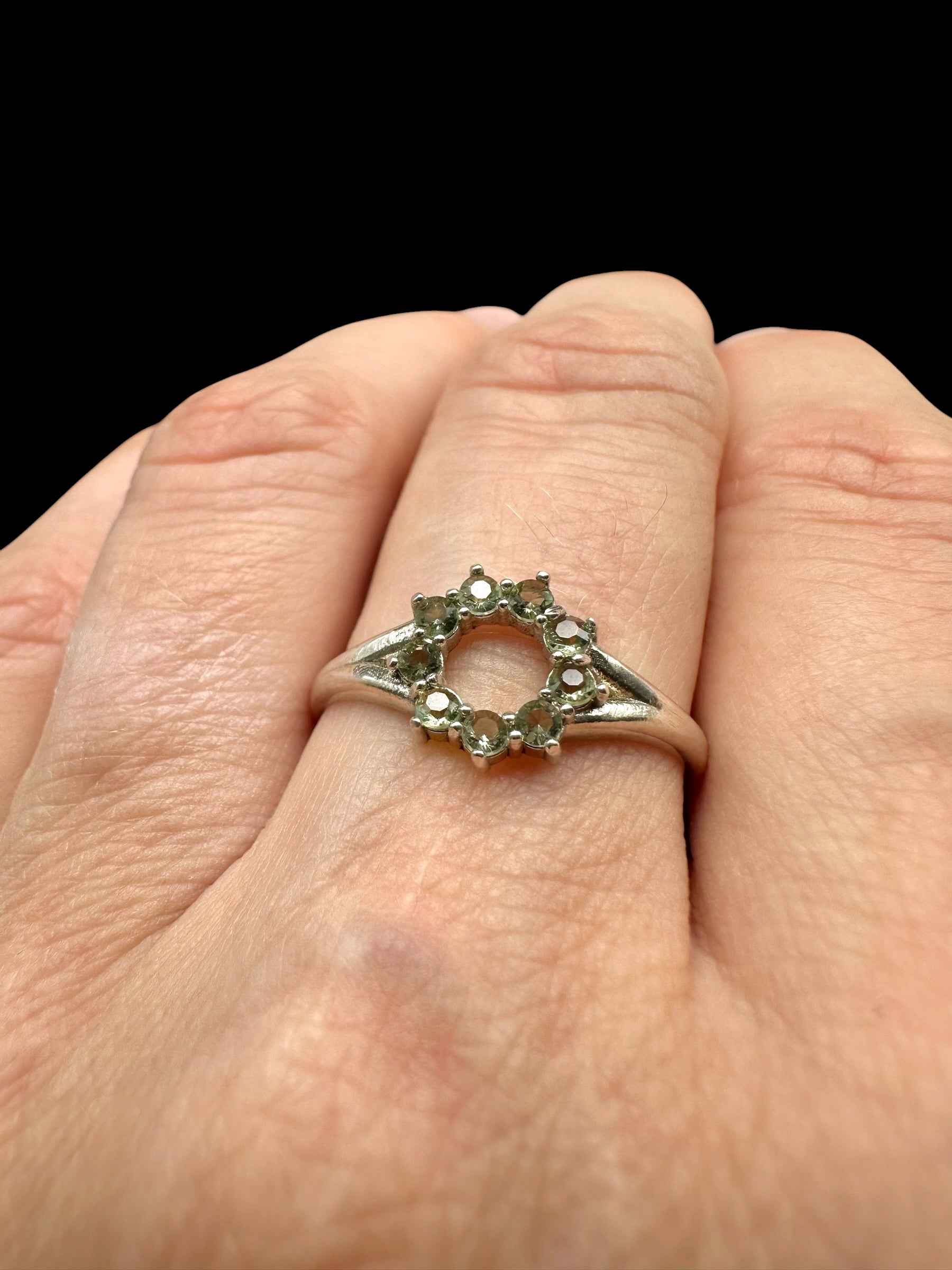 Argento ring with faceted Moldaviti size 61 - VP47