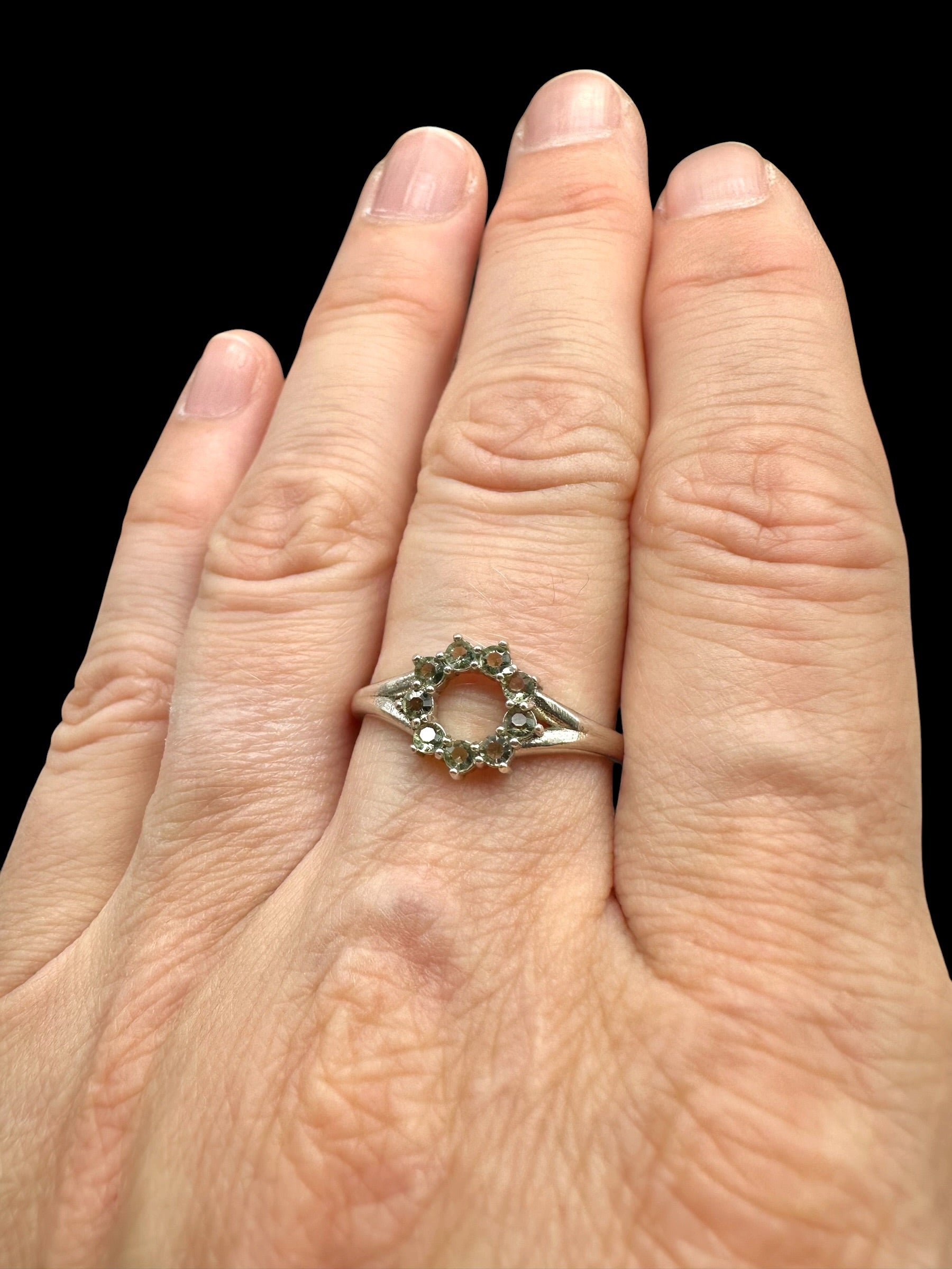 Silver ring with faceted moldavites size 61 - VP47