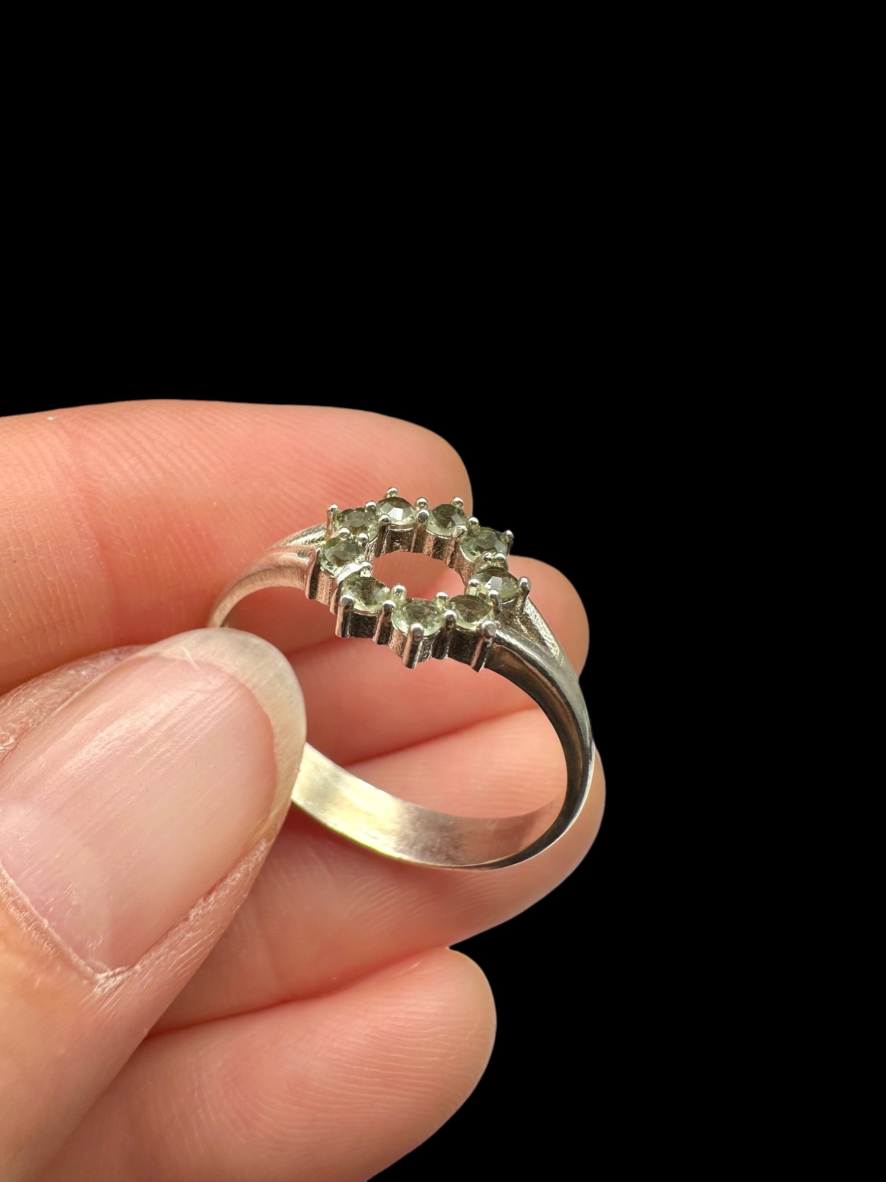 Silver ring with faceted moldavites size 61 - VP47