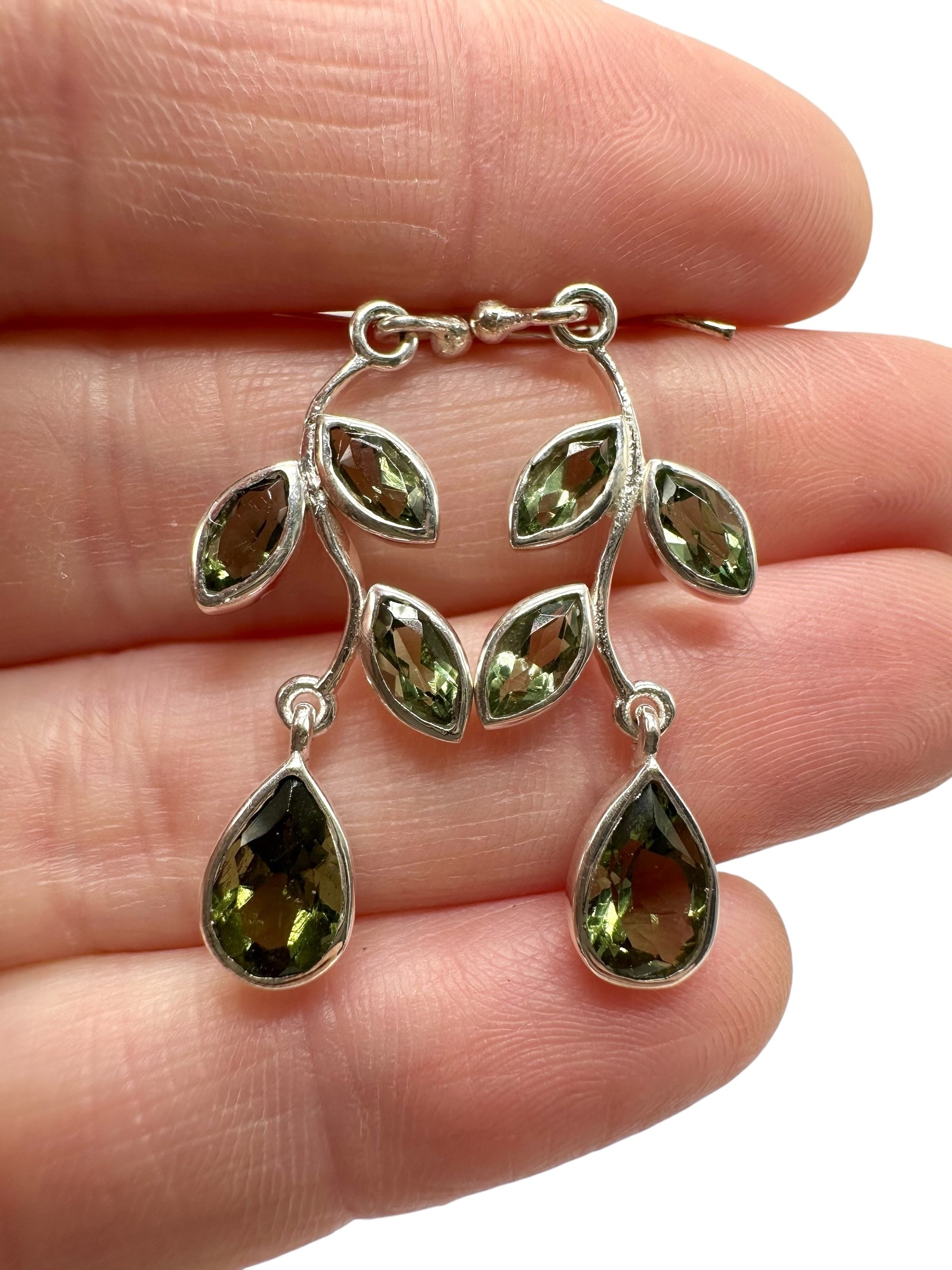 Silver earrings with faceted moldavites - SN/V033