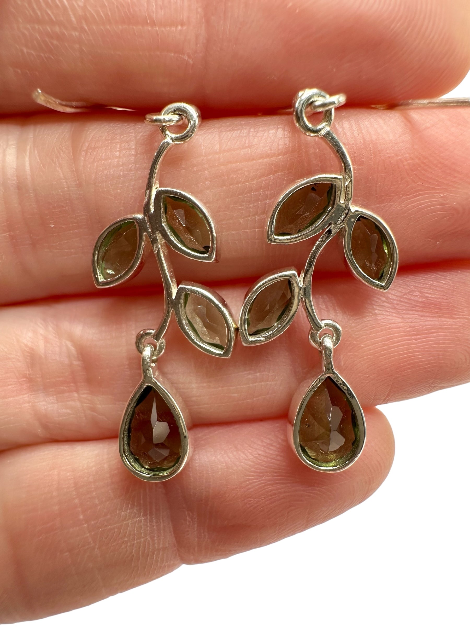 Silver earrings with faceted moldavites - SN/V033
