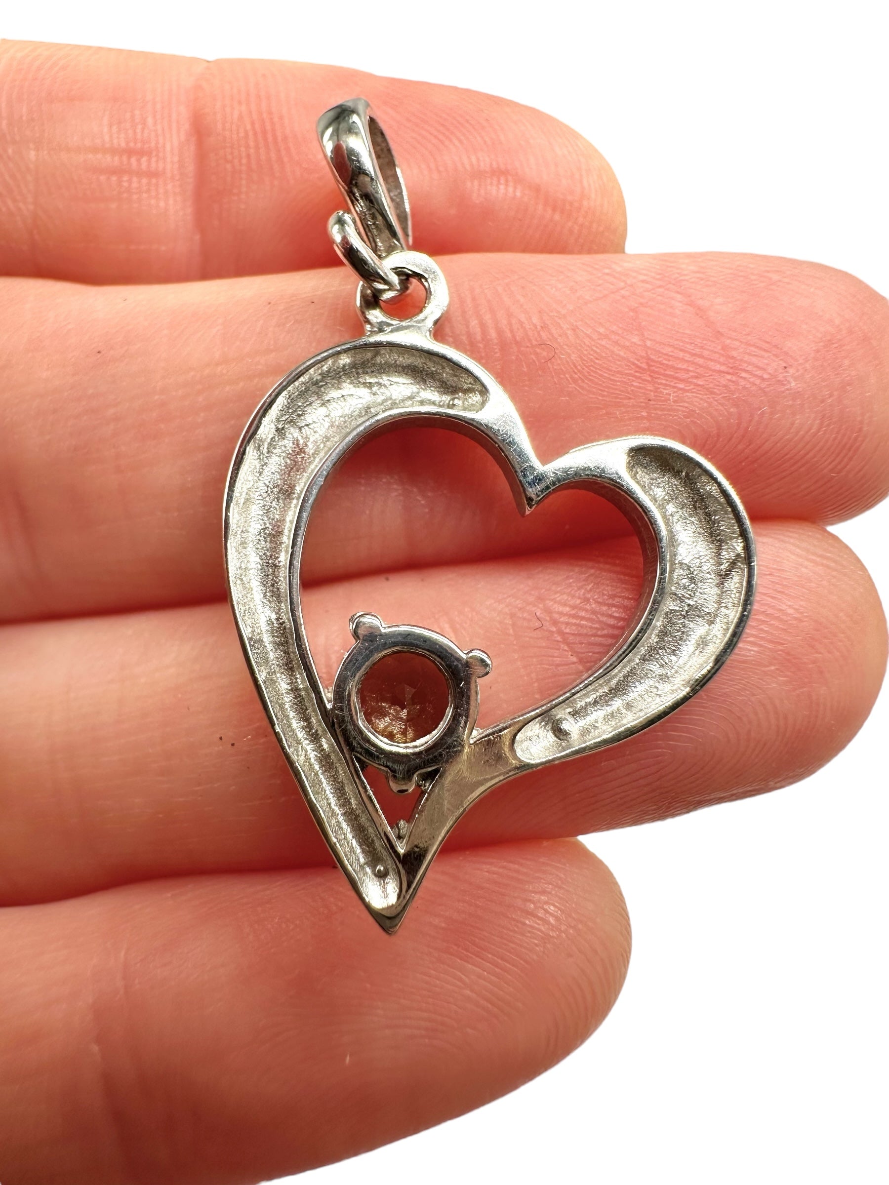 Silver heart-shaped pendant with faceted moldavite - SP/V685
