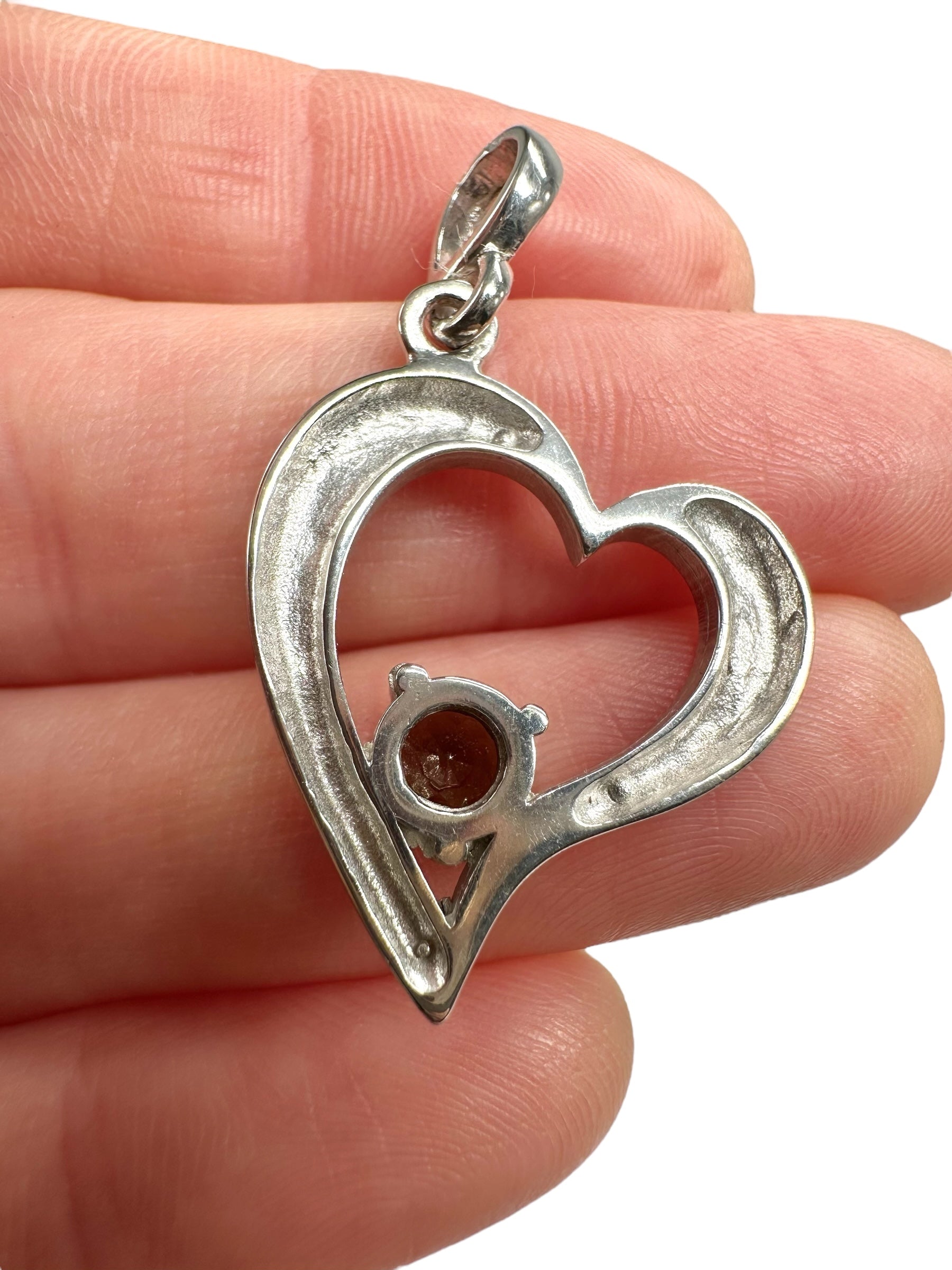 Silver heart-shaped pendant with faceted moldavite - SP/V686