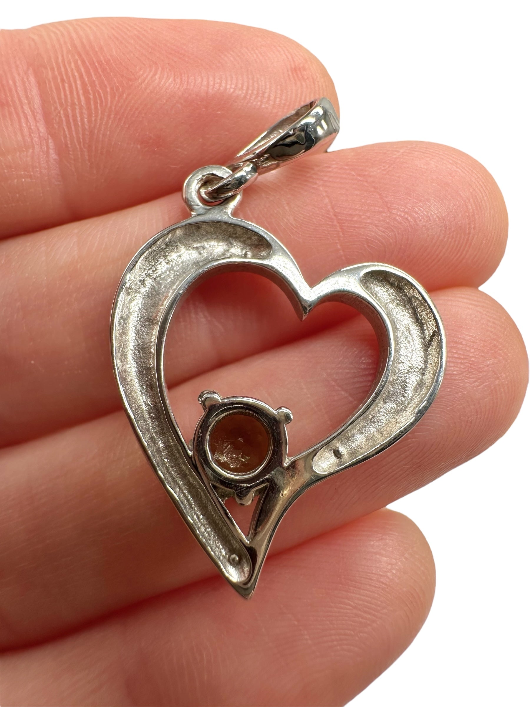 Silver heart-shaped pendant with faceted moldavite - SP/V687