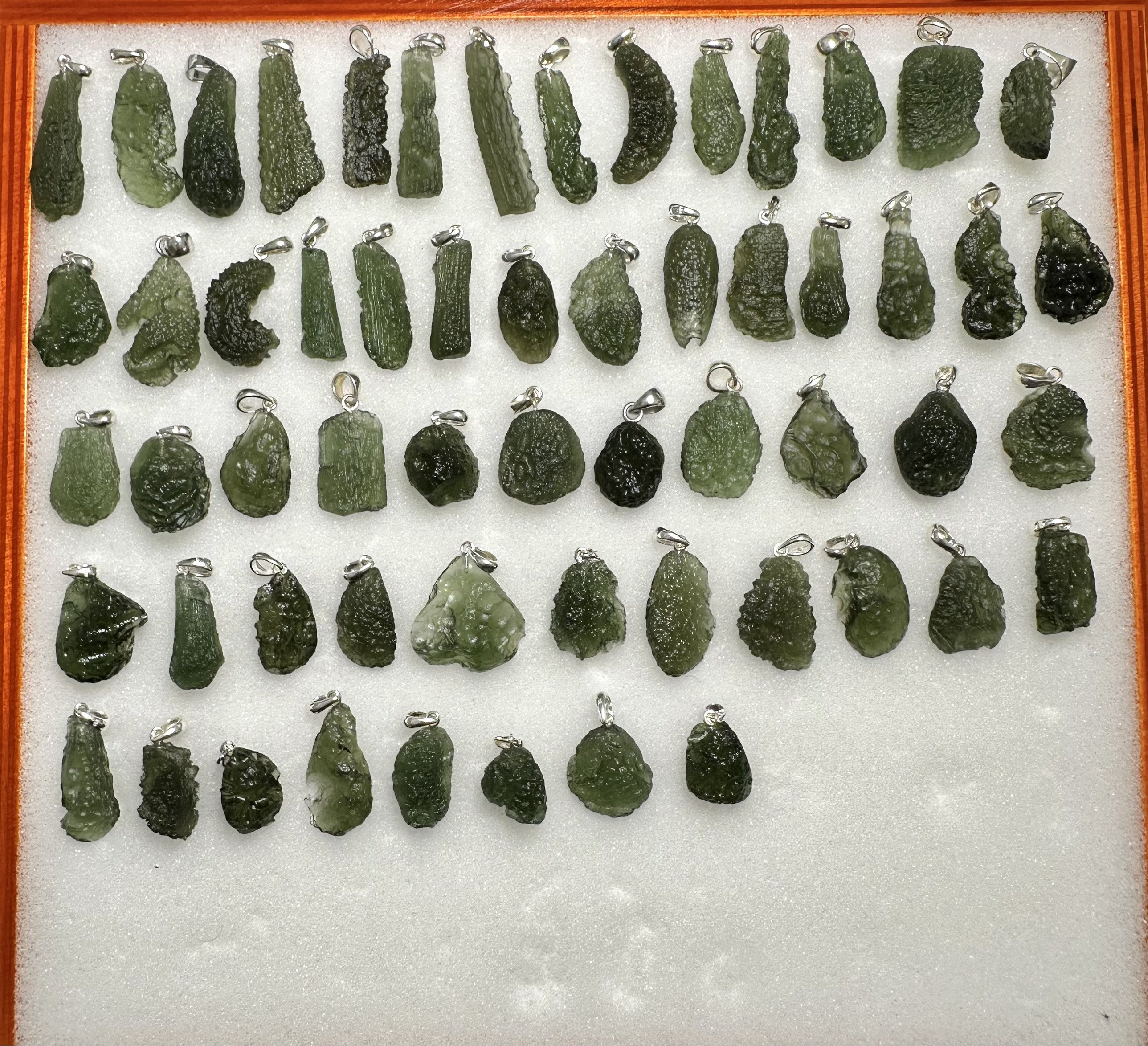 Silver moldavite jewellery – 130g