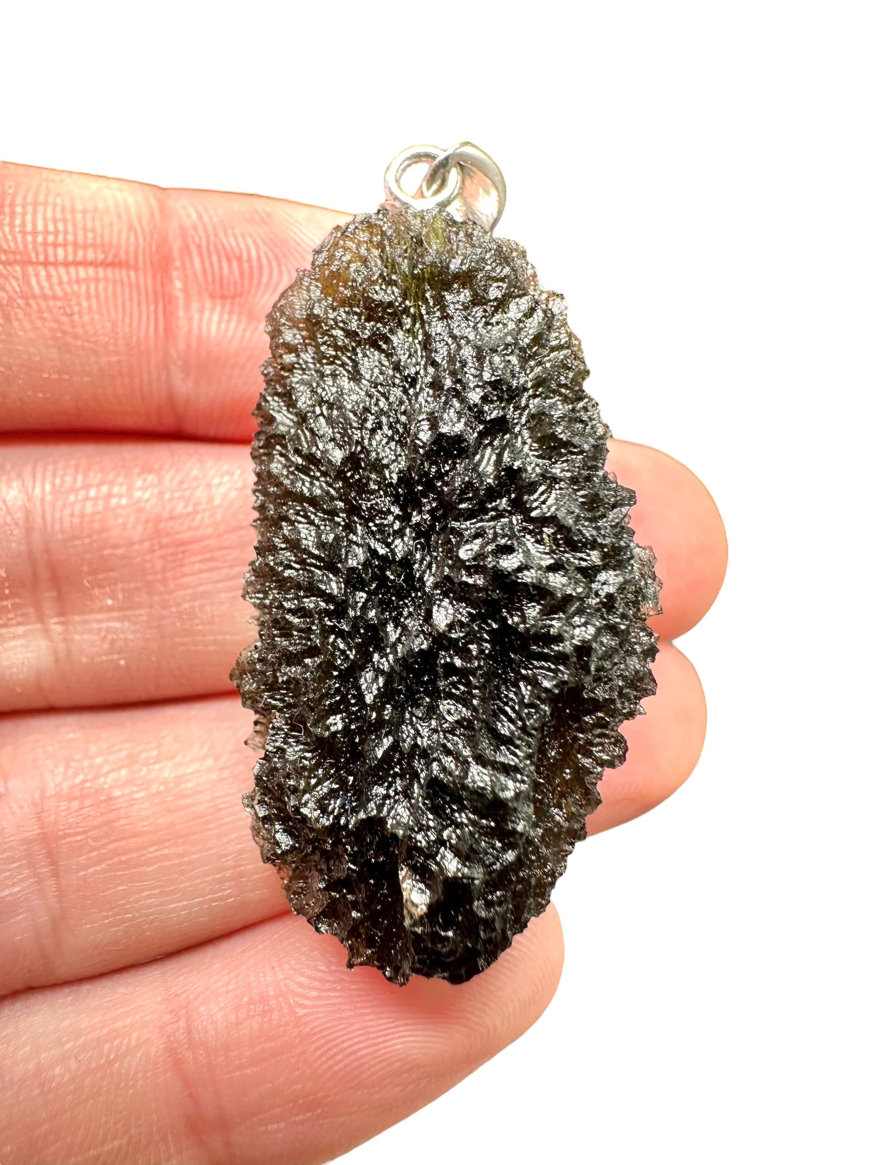 Silver moldavite pendant 13g
