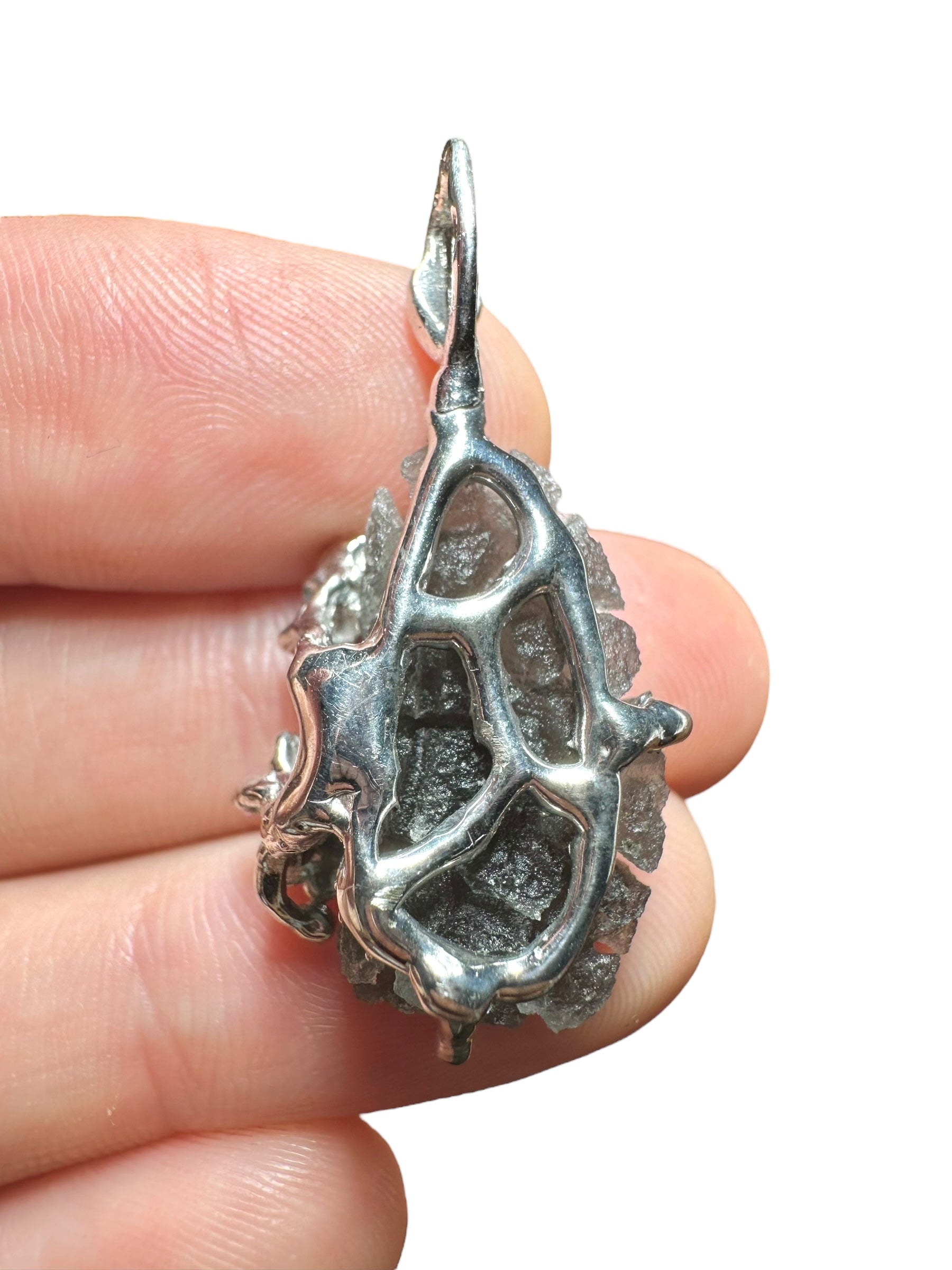 Silver pendant made from carpathian obsidian - SP/OB61