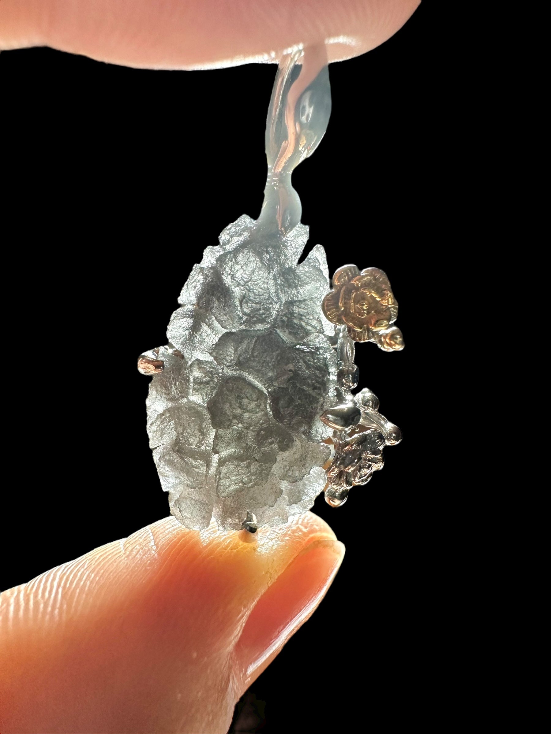 Silver pendant made from carpathian obsidian - SP/OB61