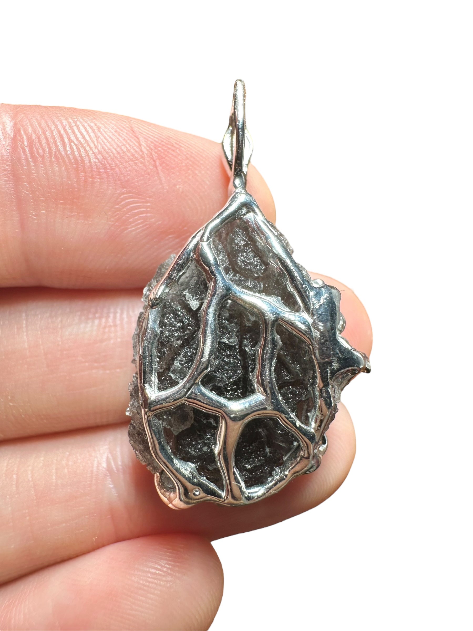 Silver pendant made from carpathian obsidian - SP/OB62