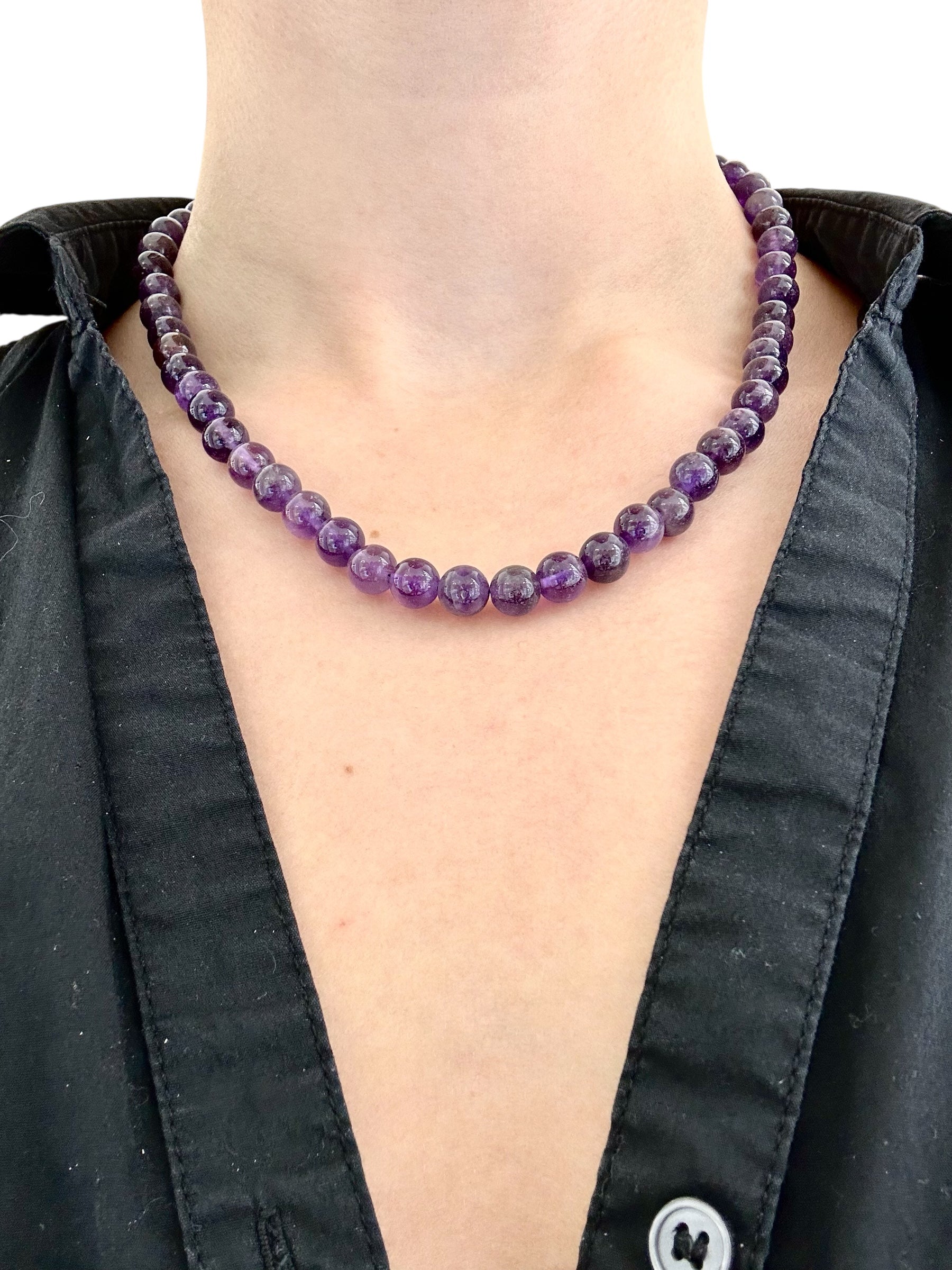 Amethyst necklace 45 cm