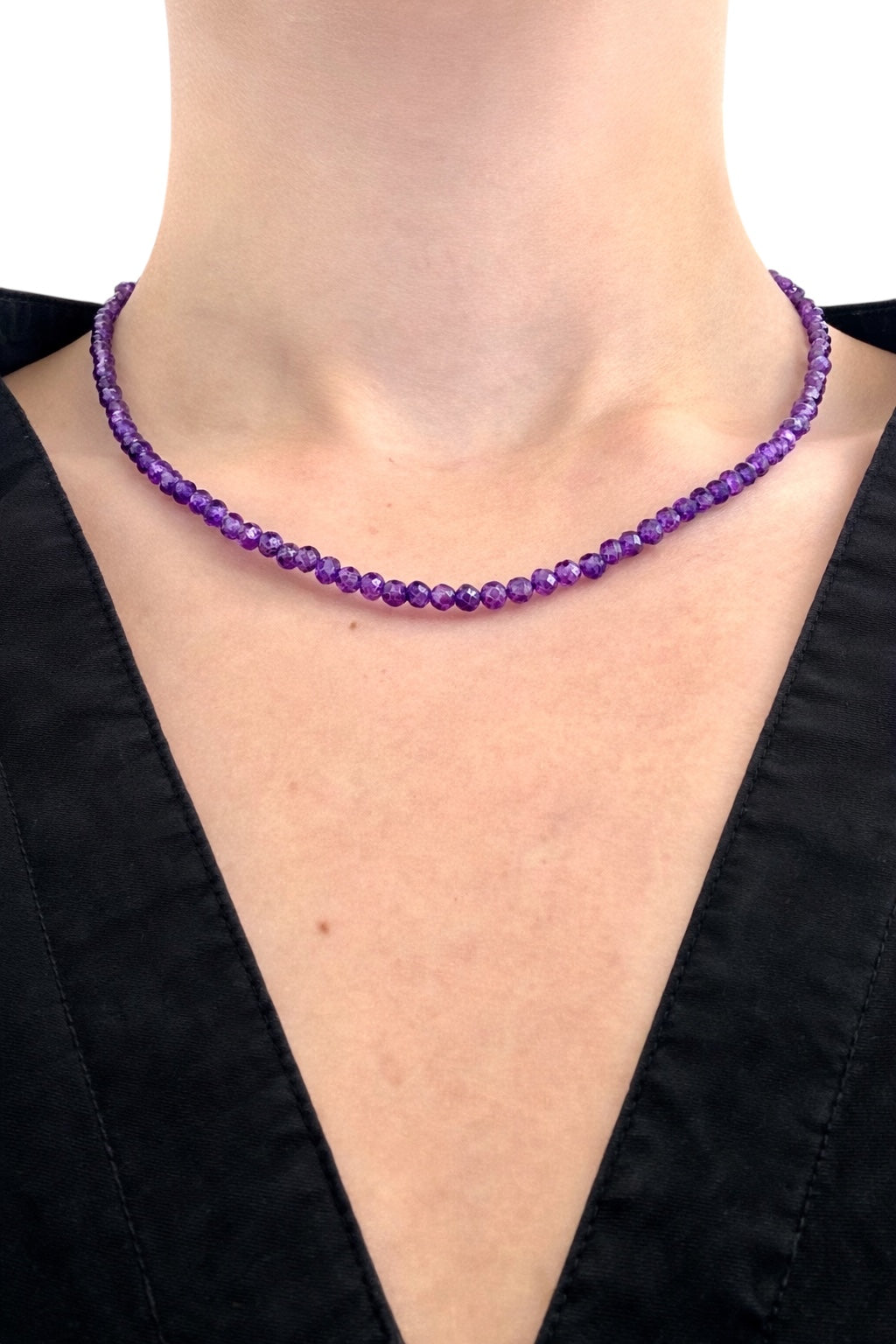 Amethyst necklace 45 cm (4mm)