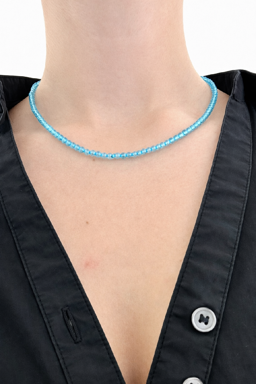 Blue topaz necklace 45 cm (4mm)