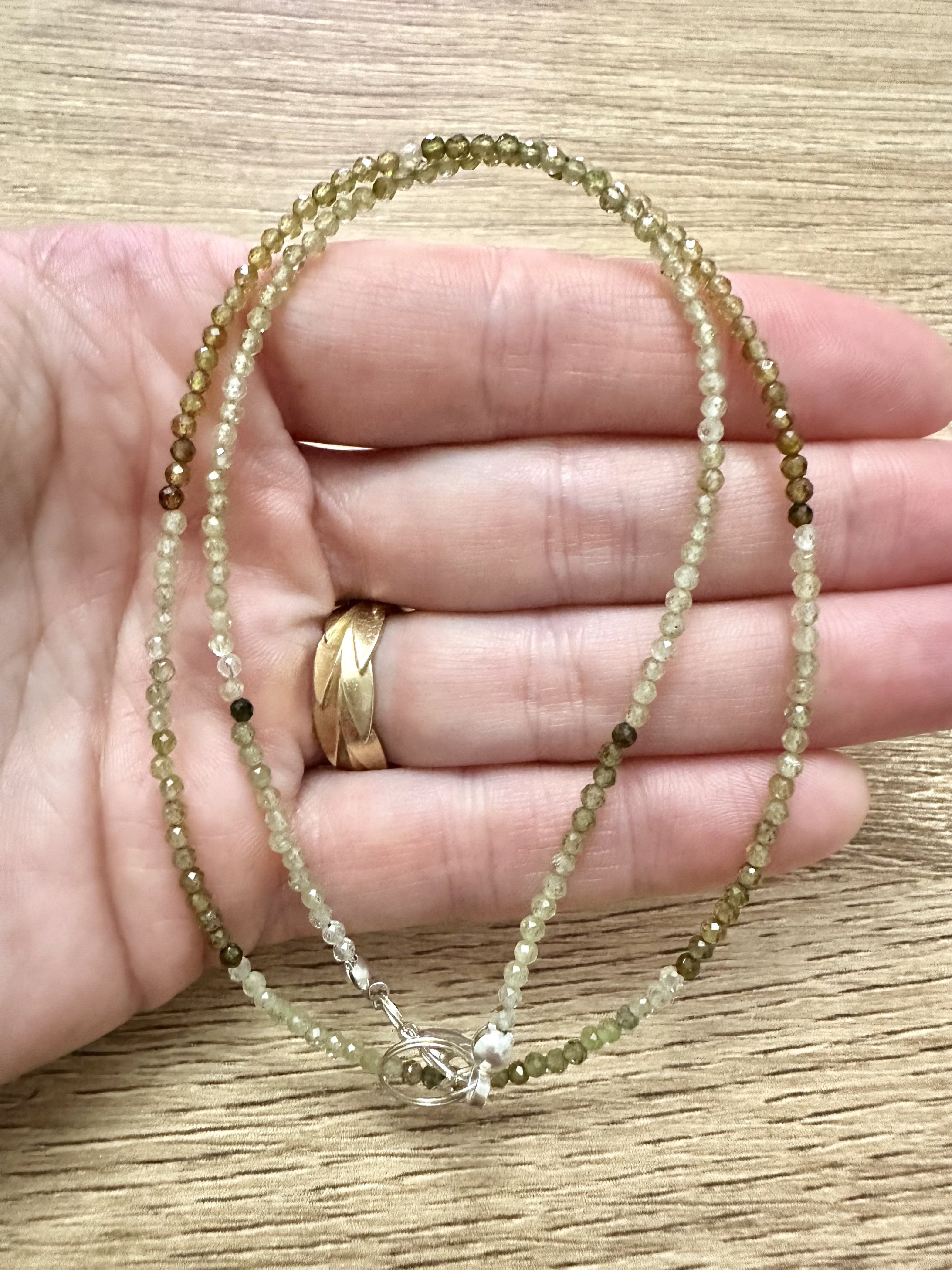 Green garnet necklace 45 cm (2mm) - NAH17