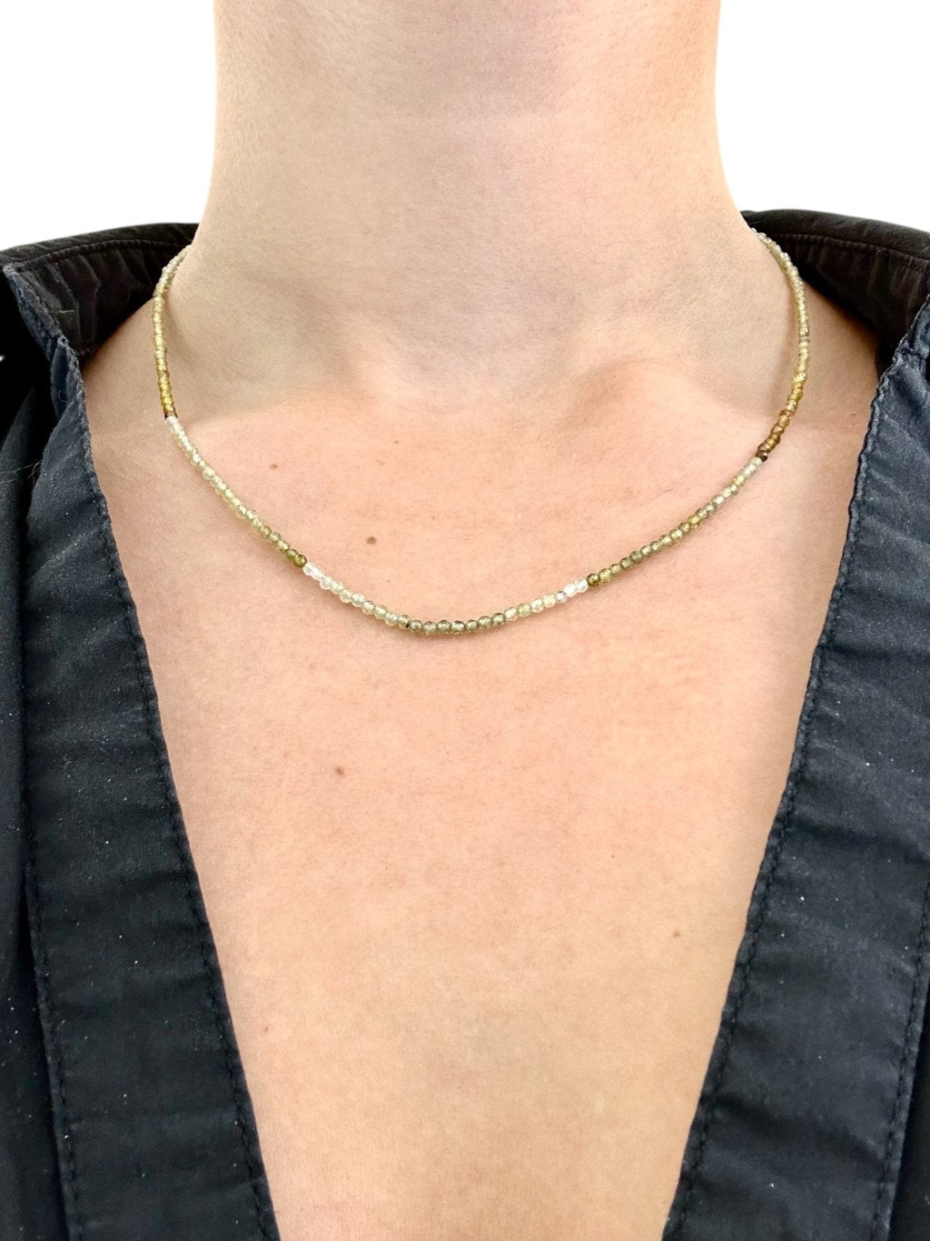 Green garnet necklace 45 cm (2mm)