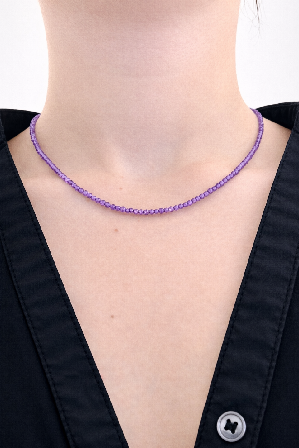 Amethyst necklace 45 cm (3mm)