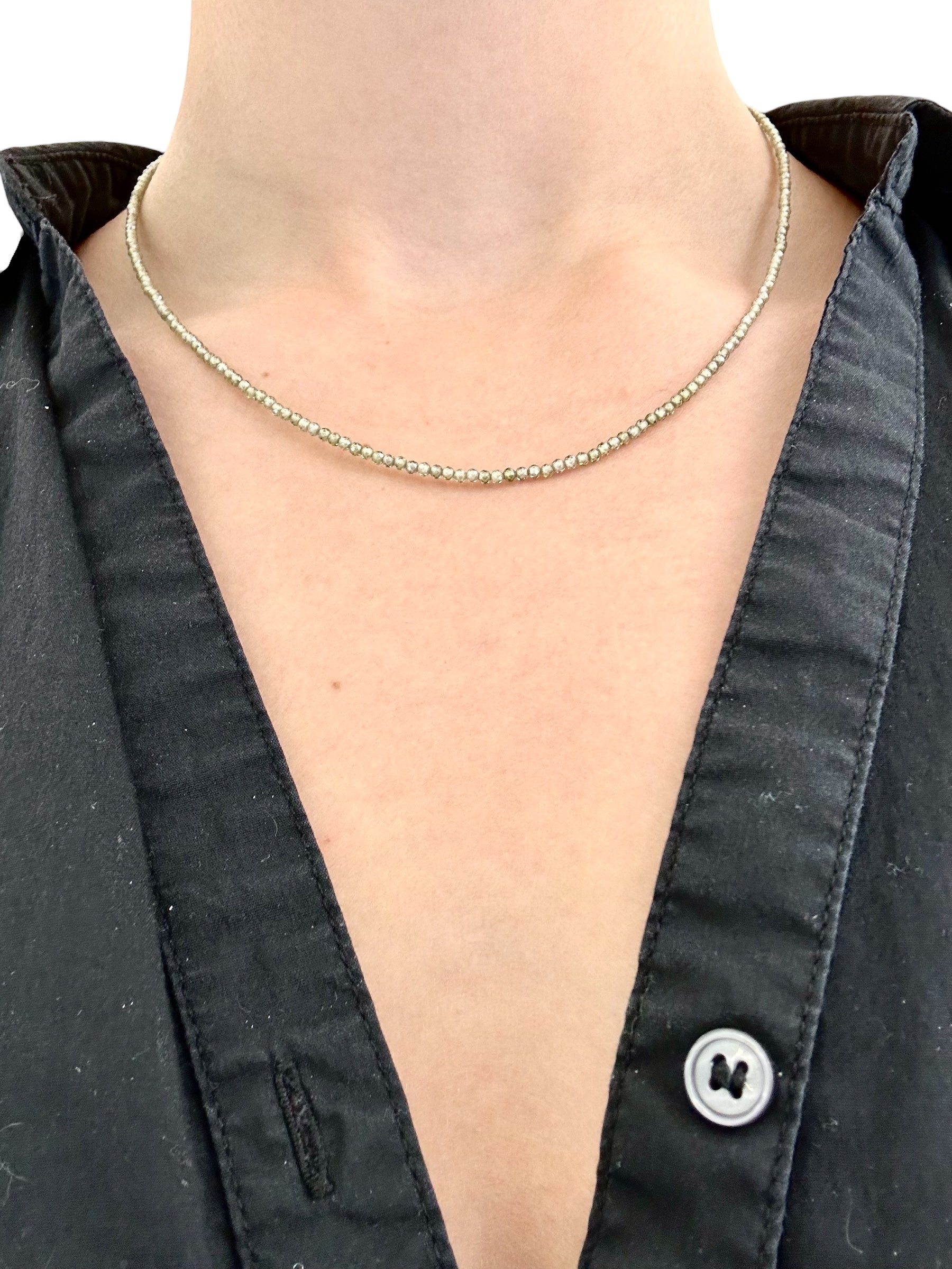 Green zircone necklace 45 cm (2mm)