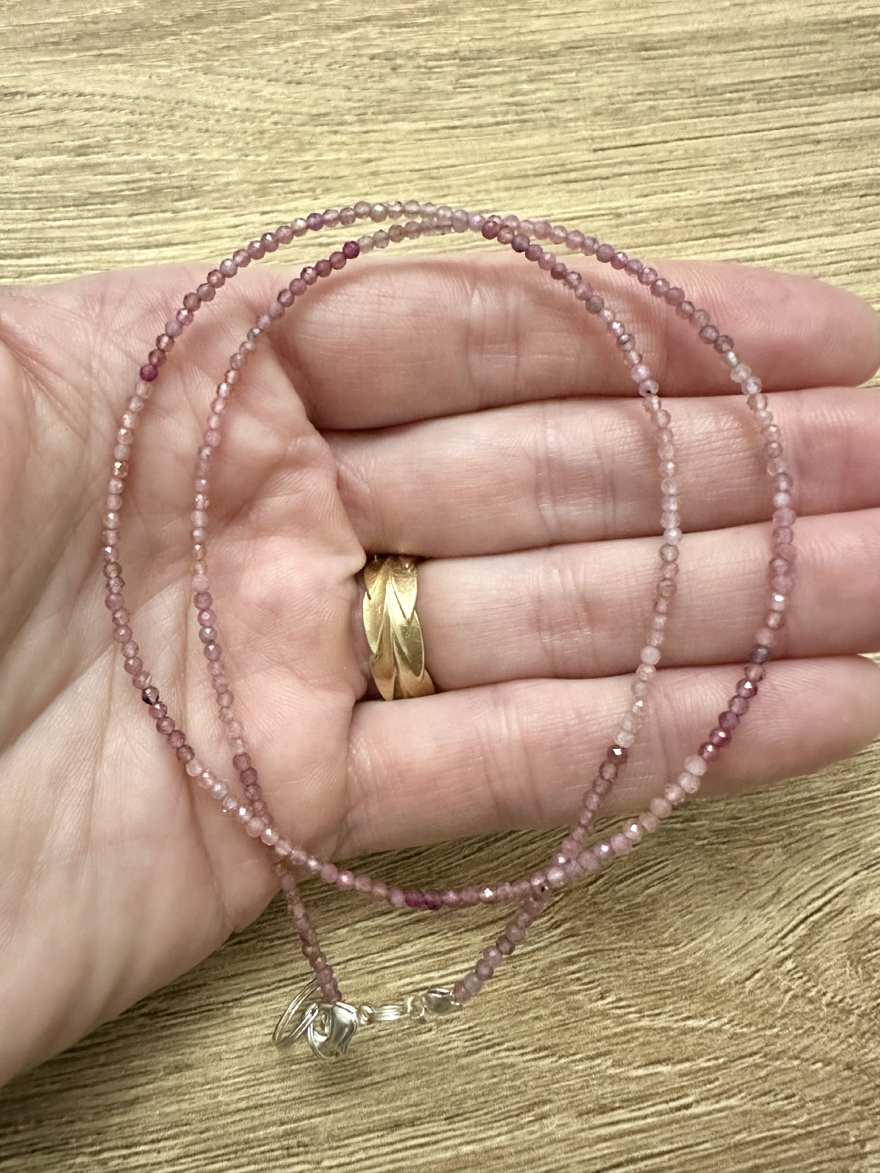 Pink tourmaline necklace 45 cm (2mm) - NAH23